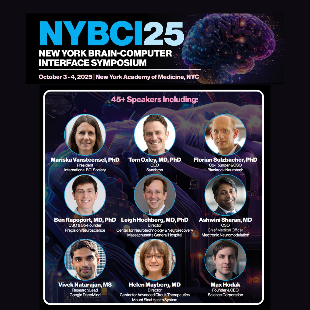 The symposium, hosted by @mountsinainyc, returns to New York City on October 3-4, 2025, bringing together global leaders in neural interfaces. It features keynotes, panels, and breakout sessions led by top experts in neuroscience, surgery, neurotechnology, and regulation, held at the New York Academy of Medicine. Register now #LinkinBio