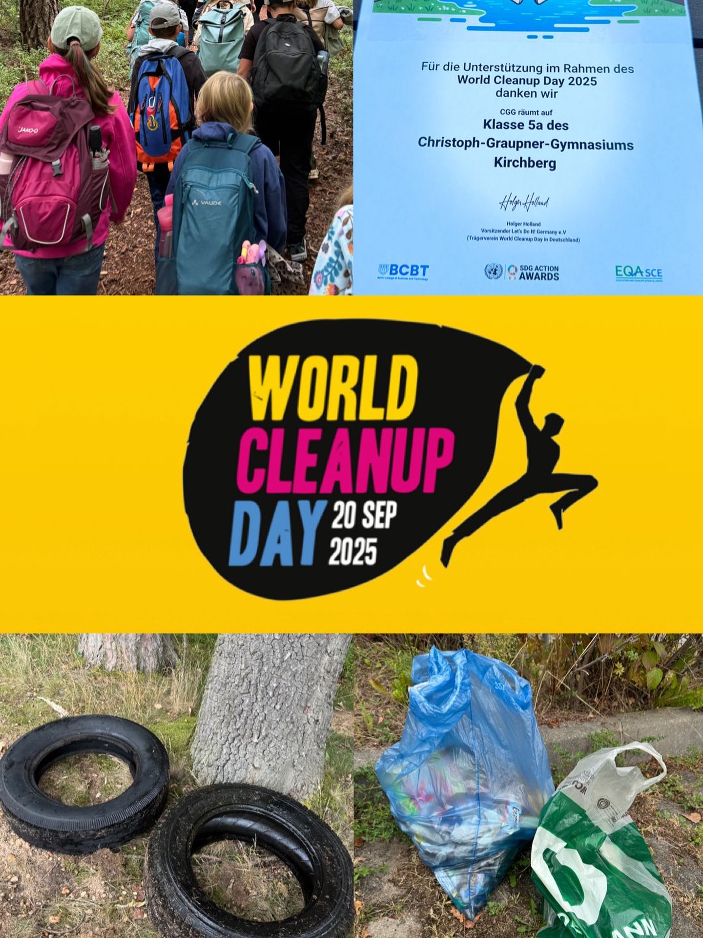 WORLD CLEAN UP DAY
Mach es wie die Klasse 5a, die auf ihrer Wanderung in der vergangenen Woche einiges an Müll im Wald aufgesammelt hat.
Egal ob eine gezielte Sammelaktion oder eine spontane Sammlung am Wegesrand. Jede Handlung hilft!
Gemeinsam schaffen wir eine saubere Zukunft!
#worldcleanupday #worldcleanupday2025 #graupnergym