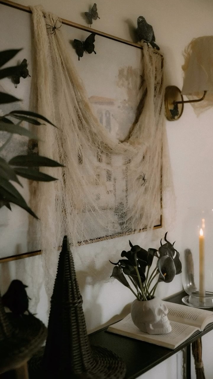 Elevate your Halloween look this year with these spooky tips (no orange plastic pumpkins allowed) https://www.savannahshomeanddesign.com/post/a-quietly-haunting-home-layered-elegance-for-halloween #halloween2025 #elevatehalloween #halloweendecor #eleganthalloween #spookyvibes #wednesdayadams #witchydecor #salemmassachusetts #romanticgothic #romantichalloween #amazonstyle