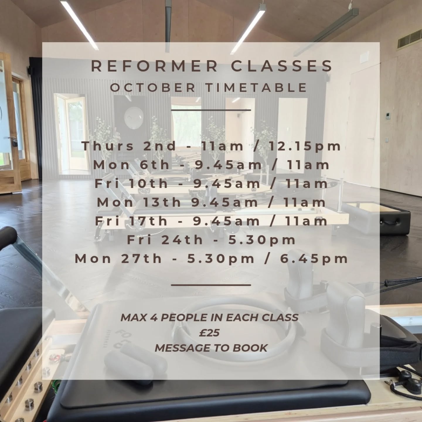 💥 October Reformer Sessions 💥
Unfortunately I cannot run a 4 week block this month due to the school holidays.
Get in touch direct to book, limited spaces 🖤 @holtonstudio