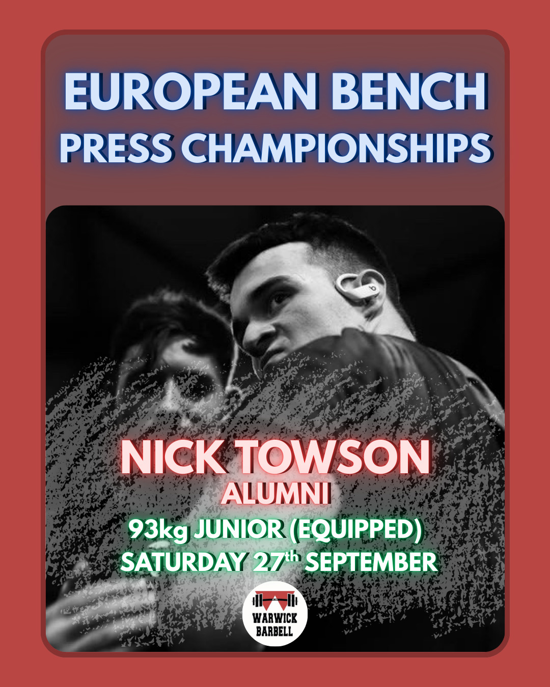 TOMORROW our former vice pres and alumni Nick Towson (@nick.towsonsbd) will be competing in the European Bench Press Championships as a 93kg junior in the equipped category!
Nick is no stranger to the platform and this is already his 2nd International competition! We wish you the best of luck tomorrow! 💪