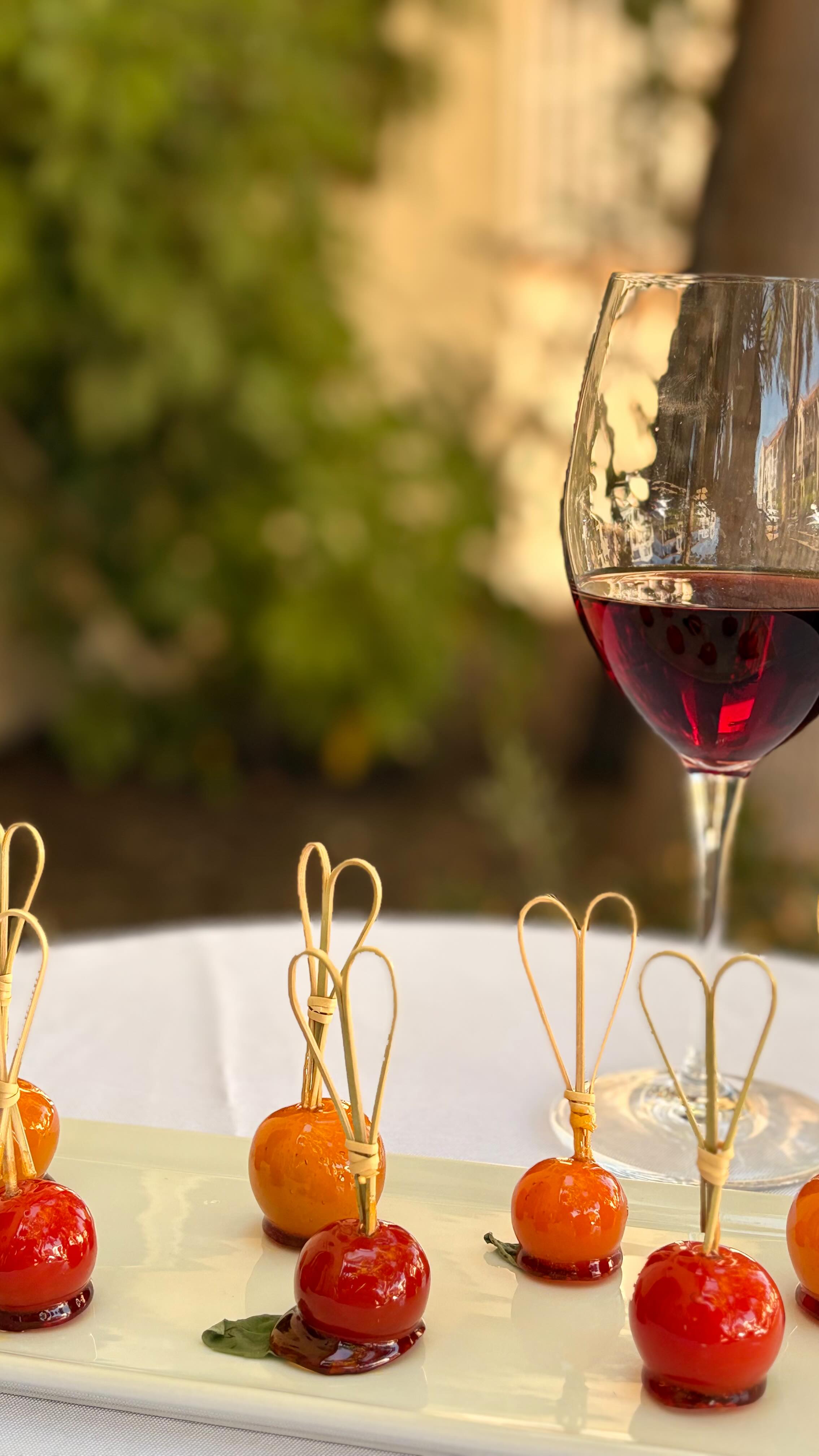 Looking for the perfect appetizer to transition from summer to fall? These candied cherry tomatoes always impress at dinner parties. And they’re super easy to make !
Ingredients
1 pint cherry tomatoes
2 tbl spoons red wine vinegar
180g sugar
50ml water
1 tbsp fresh basil
Instructions
Combine sugar, water and vinegar in a small saucepan and heat to 315 degrees F.
Then remove from the stove, and dip cherry tomatoes in melted sugar using a toothpick while still hot.
Let cool on parchment paper and place a fresh basil leaf underneath to garnish.
Let cool for 5-10 minutes and enjoy!
-
-
-
-
#privatechef #cherrytomatoes🍅 #summerrecipe