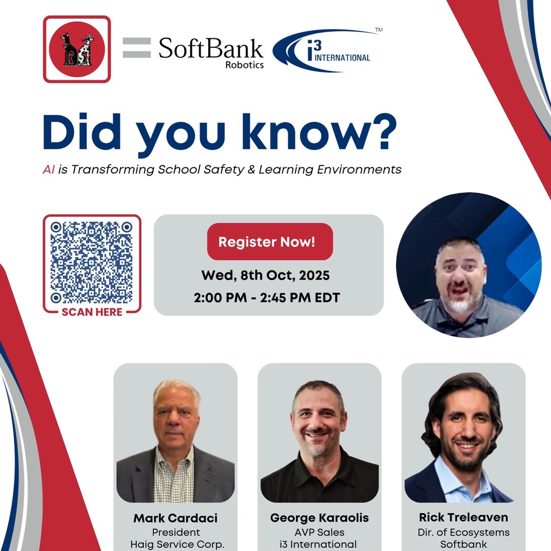 ā° Only 30 minutes to safer schools! Register directly at haigco.com
Learn how New Jersey schools are strengthening safety and supporting learning environments with practical, proven strategies.
Featuring experts Mark Cardaci, George Karaolis, and Rick Treleaven in a
30-min webinar + 15-min Q&A
š
Register now to secure your seat
#webinar #njeducation #newjersey #AIInnovation #aisecuritysolutions #aisafetysolutions
