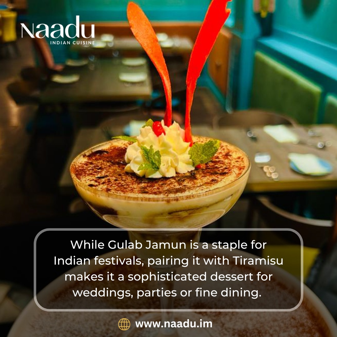 Experience the elegance of fusion with our Gulab Jamun Tiramisu! This exquisite dessert blends the richness of traditional Indian sweets with a refined Italian touch perfect for weddings, parties or an indulgent evening of fine dining. Celebrate every special occasion with a sophisticated treat at Naadu Indian Cuisine.
https://www.naadu.im/
#FusionDessert #GulabJamun #Tiramisu #IndianCuisine #FineDining #PartyDesserts #WeddingDesserts #NaaduIm #Indulgence #FoodLovers
