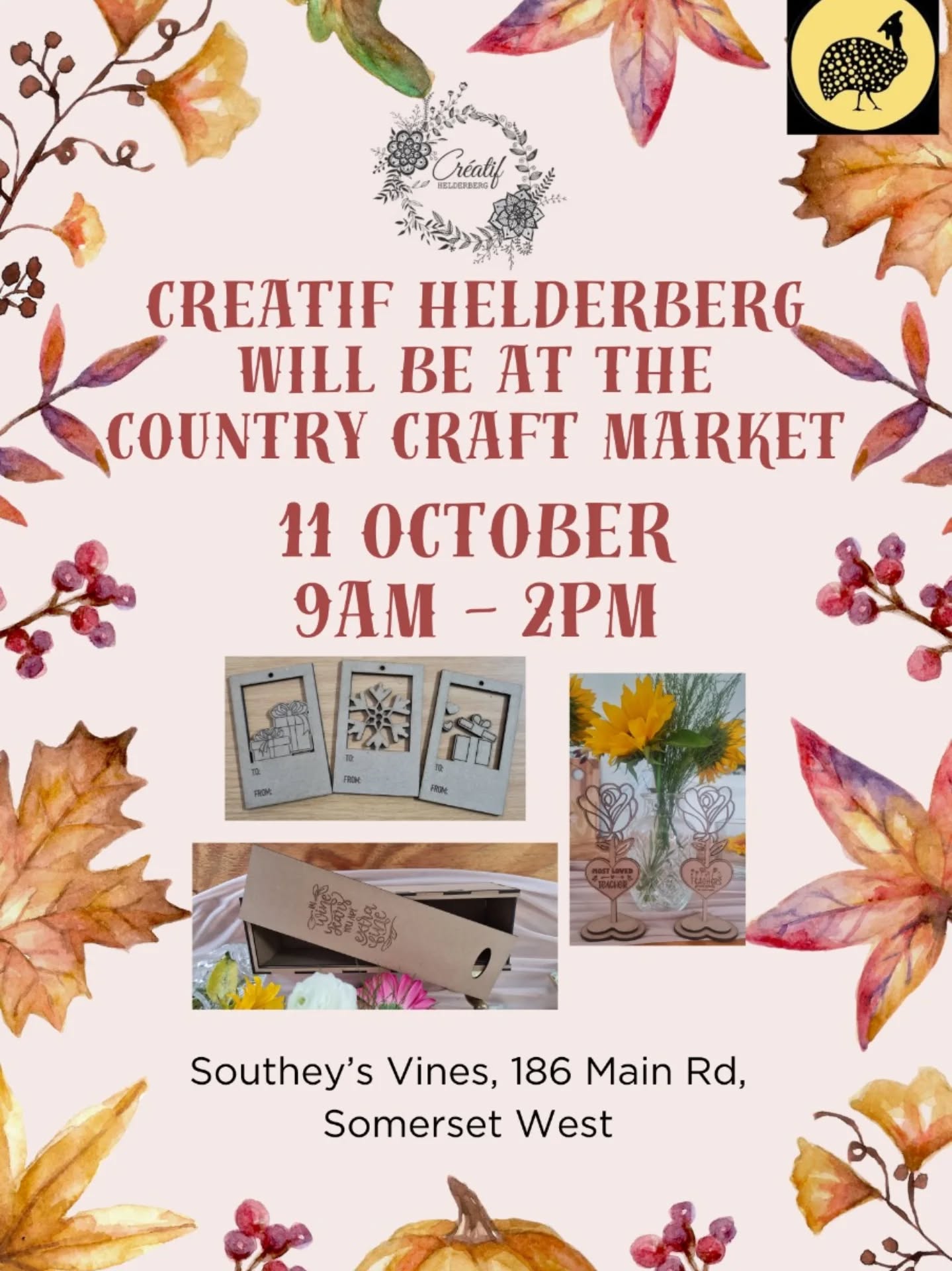 🌿✨ We’re excited to share that Creatif Helderberg will be at the Country Craft Market on 11 October! ✨🌿
Come browse our range of beautiful laser-cut items – perfect for gifting, decorating, or treating yourself. 🎁💫
📍 Country Craft Market
📅 Saturday, 11 October
🕒 From 9 am - 2 pm
Support local, shop handmade, and discover something truly unique. 💛
#CreatifHelderberg #CountryCraftMarket #LaserCutting #LocalIsLekker #SupportLocalMakers
@partydecorhire
@retro_photo_booth