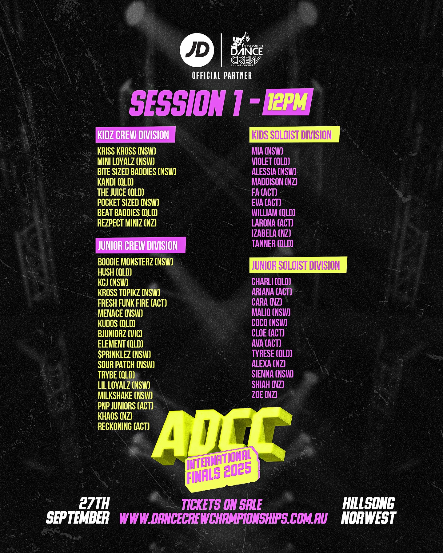 GAME DAY ๐
OUR MASSIVE 2025 LINEUP DROPโฆ.
Best of luck to our amazing dancers today, enjoy the experience and we canโt wait to see what you bring to the stage.
Tickets still available for both sessions or all day pass. Live stream tickets also available - all on our website via the bio.
Lesssssssgo fam ๐๐ฝ๐ค๐๐๐ฝ