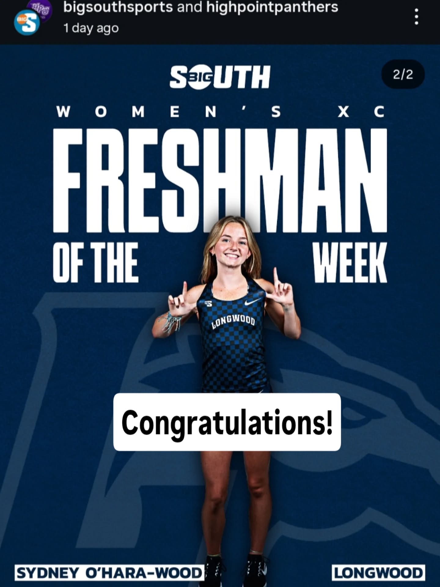 Way to go to former camper @sydd.wood @bigsouthsports Freshman of the Week