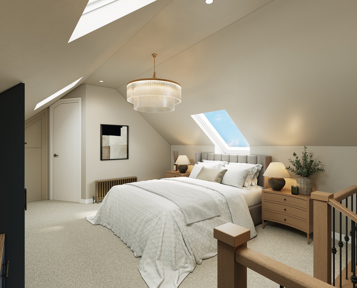 Sharing the 3D renders for one of my projects that showcase how thoughtful interior design can transform a bedroom into a calm, light-filled retreat.
These visuals are invaluable for the client, offering a clear way to experience the design before any final decisions are made. They allow us to explore layout, storage, natural light, and finishes together, ensuring every detail feels just right.
This master bedroom design brings together a soft, neutral palette, clever built-in storage, and layered lighting to maximise both comfort and style. Not forgetting that stunning staircase! I cannot wait to share more with you soon 🤎
-
#loftconversion #loftconversions #masterbedroom #bedroomdesign #InteriorInspiration #renders #interiordesigner #interiordesignerhampshire #hampshireinteriordesigner #interiorconcept #ConceptualRender #HomeDesign #Interiors #interiordesign #homerenovation #homereno #loftconversionideas #interiordesigninspiration