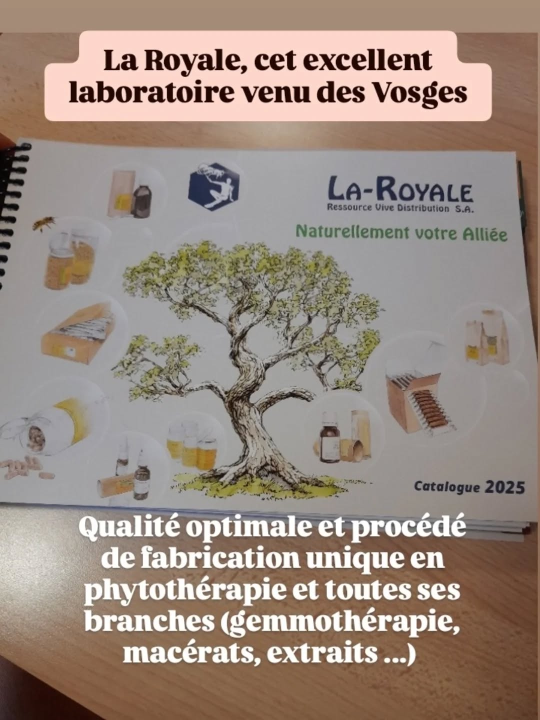 Je suis très heureuse d'être partenaire du laboratoire La Royale 🌱🐝🍄
N'hésitez pas à me contacter pour des conseils produits, et pour bénéficier de liens d'affiliation et de réductions.
L'espèce commentaire est ouvert pour vos questions 😊
Spécialisé d'abord et surtout en phytothérapie (tisanes, gemmothérapie, extraits aqueux, macérats concentrés, poudre de plantes) et en produits de la ruche, La Royale est un laboratoire familial, qui a su préserver son savoir faire, ses valeurs et la qualité de ses produits face à la concurrence grandissante des dernières années. Valeur sûre, leurs produits sont issus d'un procédé de fabrication unique, presque artisanal, et très contrôlé.
Dernière gamme en date et encore en développement, la litothérapie: extraits d'eau de pierres (sur le même principe que les fleurs de Bach, où on utilise l'information/la charge énergétique de la plante, mais avec différentes pierres précieuses et semi-précieuses, en suivant un process très précis et 100% artisanal (ils collaborent avec une spécialiste de la litothérapie, qui a accepté de travailler avec eux uniquement s'ils respectaient à la lettre son protocole, ancestral).
#phytotherapie #gemmothérapie #mycotherapie #micronutrition #naturopathie #santenaturelle