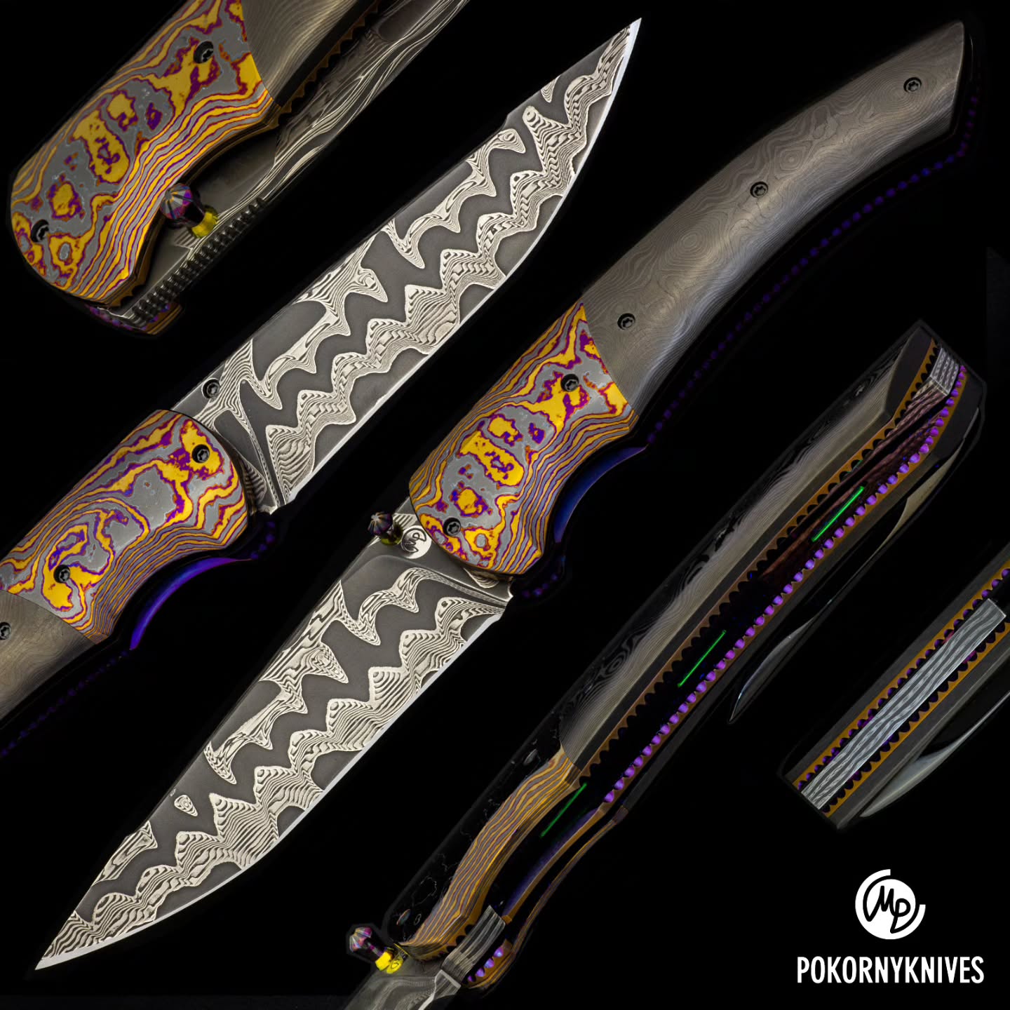 The SWAN - tritium dip
#StainlessFuturon #FFcontrast blade, #RainbowZr bolsters all in NewMoon pattern, @fatcarbon Black Dunes handle, bi-color anodized #Titanium liners w #Tritium vials inserts and a lot of passion in this unique piece.
#oneofakind #alchemysnotdead