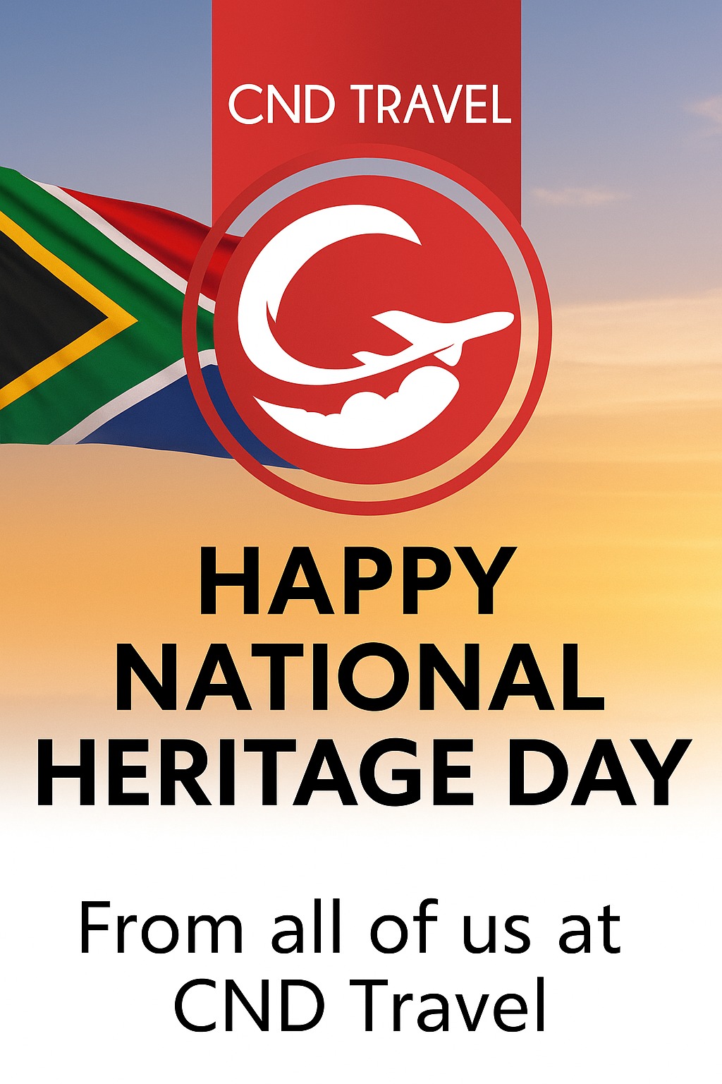 Today we celebrate the rich cultures, traditions, and stories that make South Africa so beautifully unique. At CND Travel, we’re proud to be part of a nation with such a vibrant heritage.
Here’s to exploring our roots, embracing diversity, and continuing the journey together. 🌍✈️❤️
#HeritageDay #ProudlySouthAfrican #CNDTravel