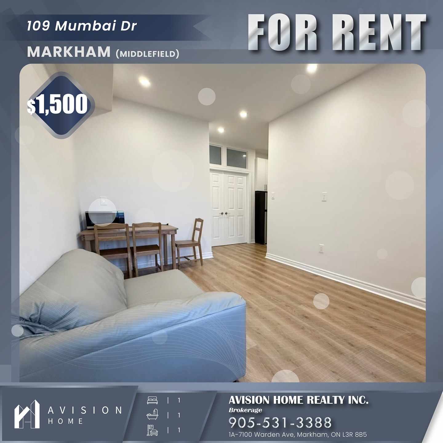 ✨ For Rent! Furnished 1B1B Main Floor Suite ✨
📍 109 Mumbai Dr, Markham (Middlefield)
💰 $1,500/Monthly (All Inclusive)
Welcome to this like-new modern townhouse in the heart of Markham! This bright main floor unit features a private entrance, 1 bedroom, and 1 bathroom, all fully furnished and ready to move in. Perfect for a quiet single professional or student.
📍 Prime Location:
🛍️ Walk to Costco, Walmart
🚇 Easy access to Hwy 7 & Hwy 407
🏫 Steps to Middlefield Collegiate & Aaniin Community Centre
✨ Unit Features:
🛏️ 1 Bedroom | 1 Bathroom
🪟 Private Ground-Level Entrance
🪑 Fully Furnished
🧺 Shared Laundry
🚗 1 Parking Included
💡 Utilities All Inclusive
📩 Available Now – Move-In Ready!
☎️ Contact: 905-531-3388
🌐 www.avisionhome.com
#rental #rentalhouse #realestate #dreamhouse #torontorealestatemarket #torontorealestate #mortgagerate #bank #rate #mortgage #GTArealestate #richmondhill #markham #vaughan #richmondhillhomeforlease #homeforlease #ontario #DreamHome #firsttimebuyer #northYork