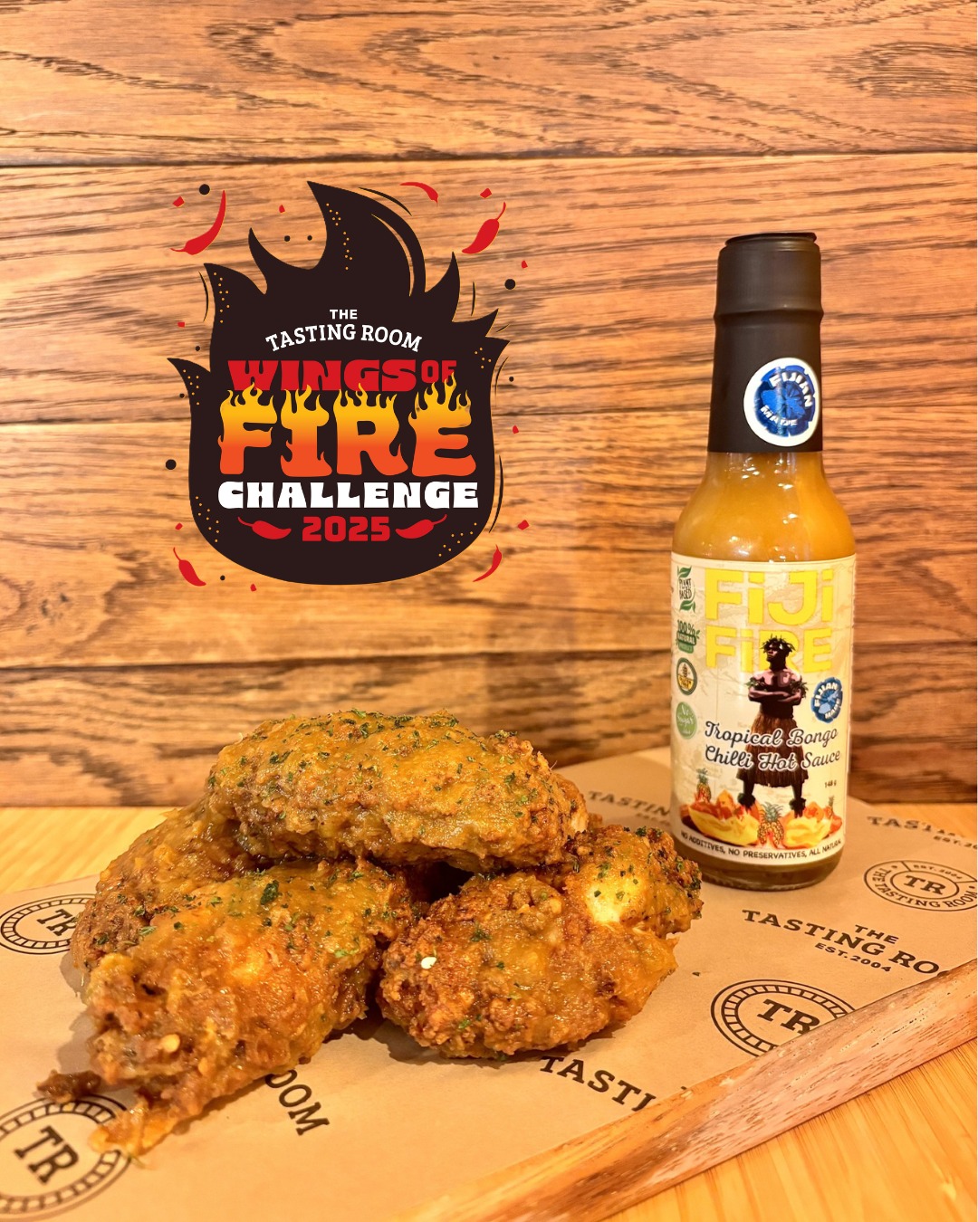 Sauce number two brings a tropical hit of pineapple and delicious Bongo Chilli Peppers. 'Fiji Fire' is no sauce to underestimate, stepping up a level in our Wings of Fire Challenge.
Stick around to see sauce number three tomorrow...