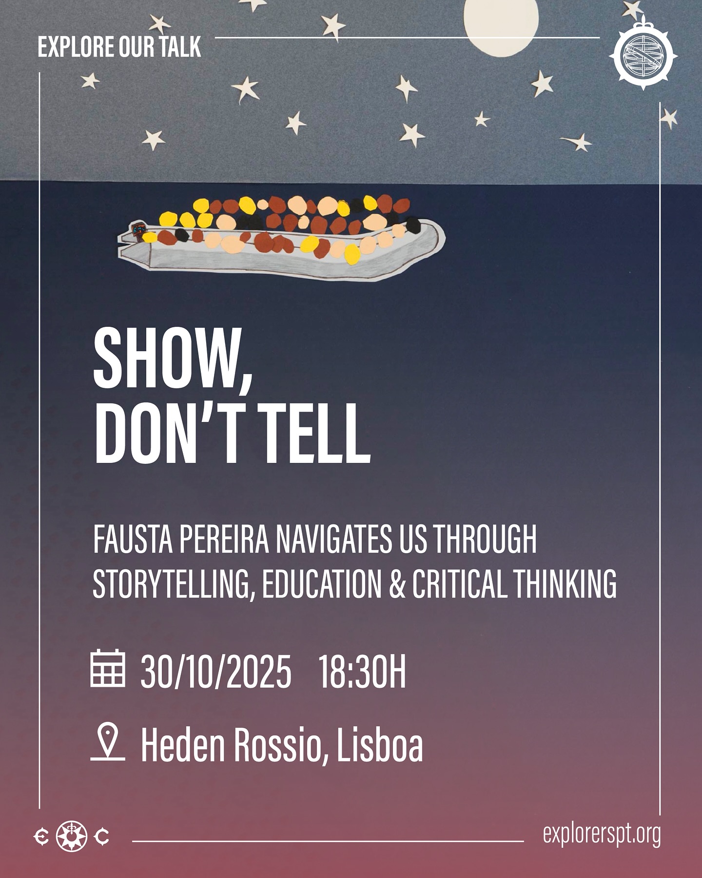 Join us for our next Exploration Talk “Show, Don’t Tell: Navigating Through Storytelling, Education & Critical Thinking” with Fausta Cardoso Pereira, on October 30 at Heden Rossio.
As a National Geographic Explorer, Fausta has over 20 years of experience leading projects in education, international development, and social responsibility, making a lasting difference in communities worldwide.
Discover how storytelling and creativity can empower future generations and spark change in challenging environments.
📅 October 30 at 6:30 PM
📍 Heden Rossio, Lisbon
🎟️ Get your free ticket at the link in bio or: https://www.eventbrite.pt/e/show-dont-tell-navigating-through-storytelling-critical-thinking-tickets-1720417006579?aff=oddtdtcreator
#theexplorersclub #explorerspt #explorationtalk