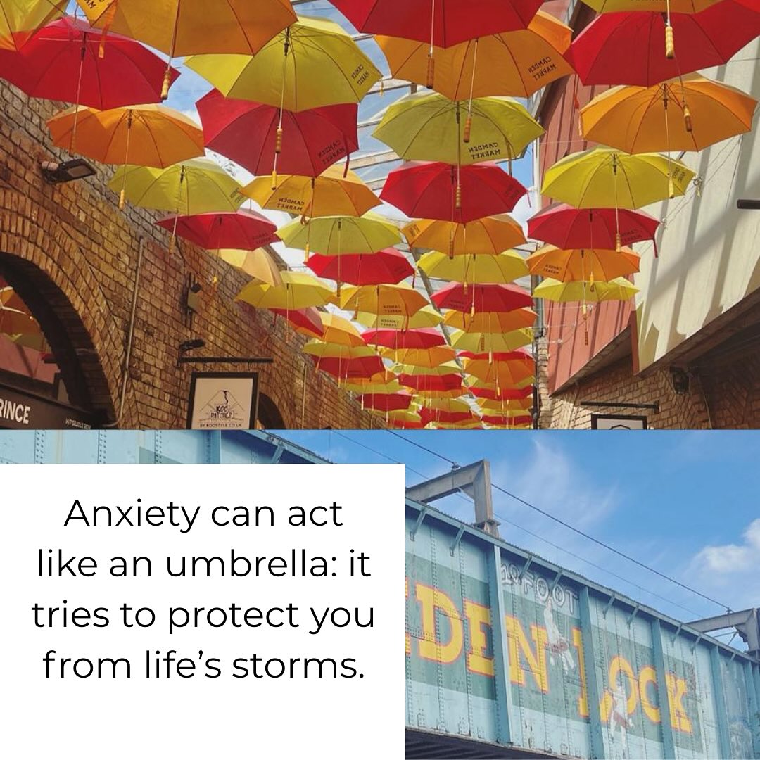 Anxiety often shows up like an umbrella it wants to protect us. The problem is, if we hold it open all the time, it can block the sunshine, keep us on guard, and stop us from feeling present.
The work isn’t about throwing the umbrella away. It’s about learning when to carry it, when to close it, and how to trust that you’ll be okay without it sometimes.
Is it time to learn to dance in the rain ?💃🏻🕺