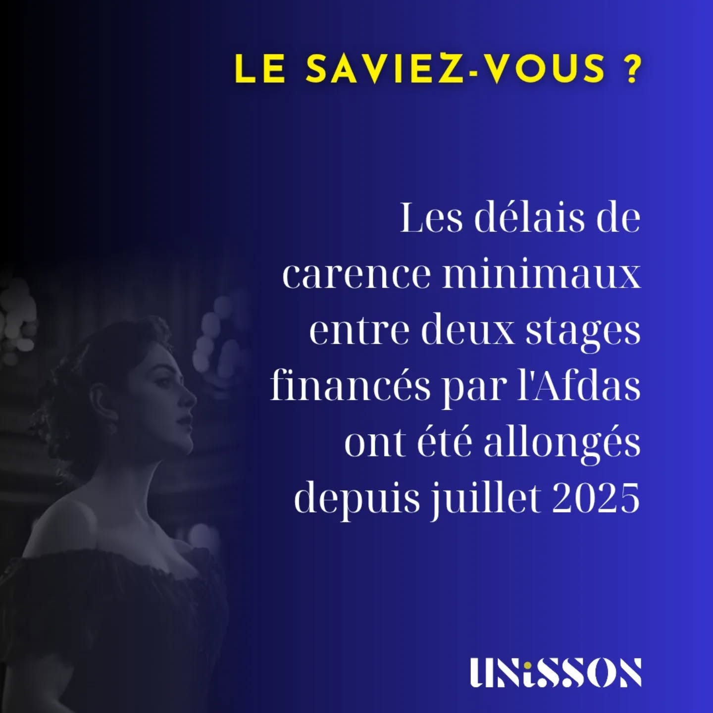 Les délais de carence minimaux entre deux stages ont changé. La saviez-vous ?
Source : https://www.afdas.com
#stages #délais #musique #opera #afdas #unisson