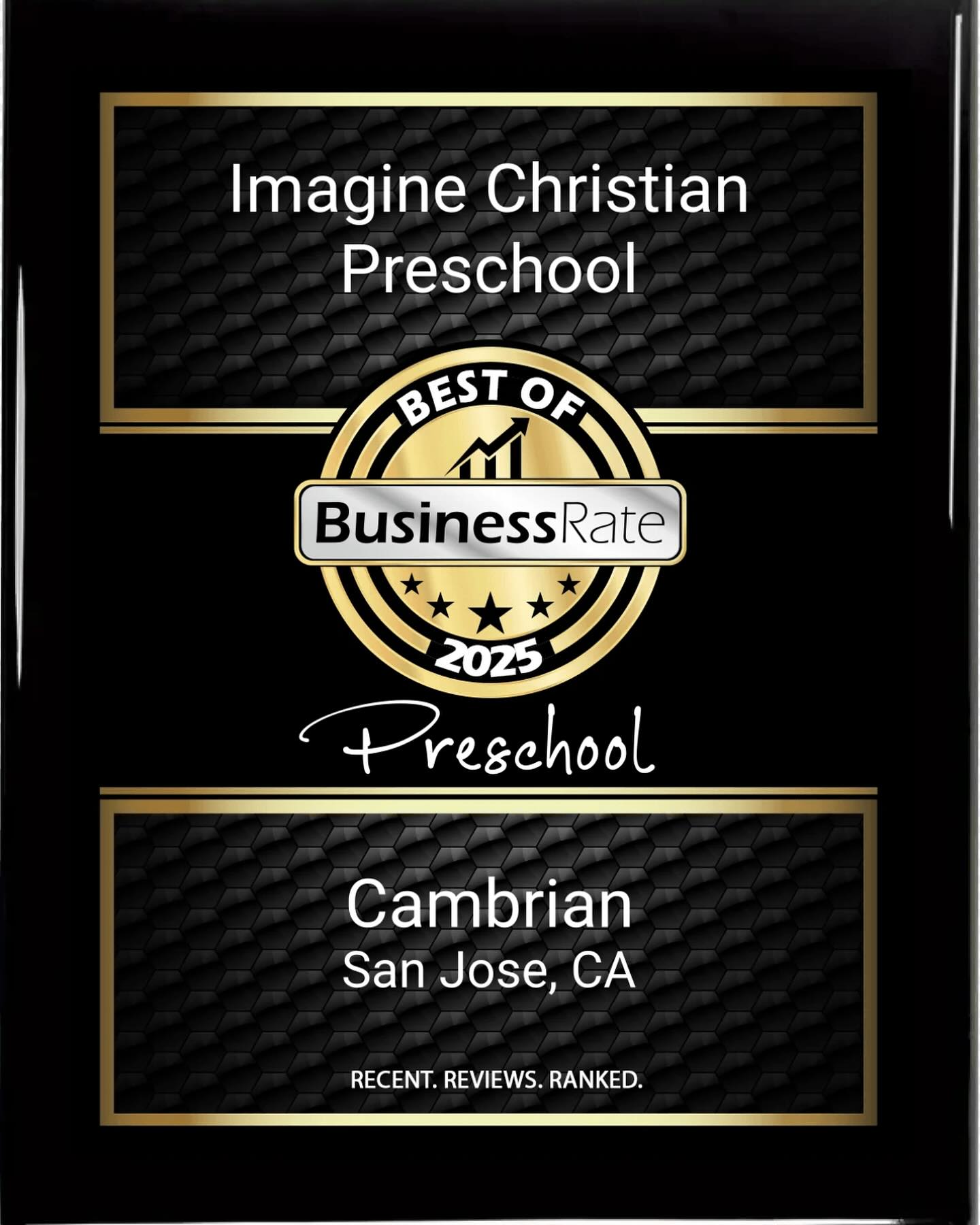 Imagine Christian Preschool recently won the Cambrian Best of 2025 award! 🏆🙏 All glory to Jesus!