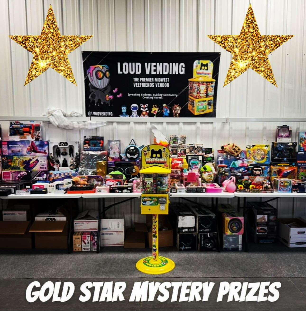 Happy Sunday everyone! While today you may be busy watching some football, don’t forget about our GOLD STAR chase! If you find a Mini with gold stars on it, it means you’re a winner!
Follow directions on the slip to claim your FREE prize! Swipe over to see these recent winners!! All of our prizes were donated by @sfempirefence!
#VFMinis #GoldStar #LOUDVending
