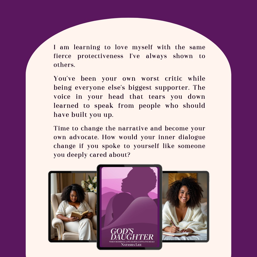 I am learning to love myself with the same fierce protectiveness I've always shown to others.
You've been your own worst critic while being everyone else's biggest supporter. The voice in your head that tears you down learned to speak from people who should have built you up.
Time to change the narrative and become your own advocate.
How would your inner dialogue change if you spoke to yourself like someone you deeply cared about?
#GodsDaughtersBibleStudy
#HealingThroughScripture
#FaithOverFamilyPain
#BiblicalHealingForWomen
#ToxicMothersHealing
#NatashaLeeGodsDaughters