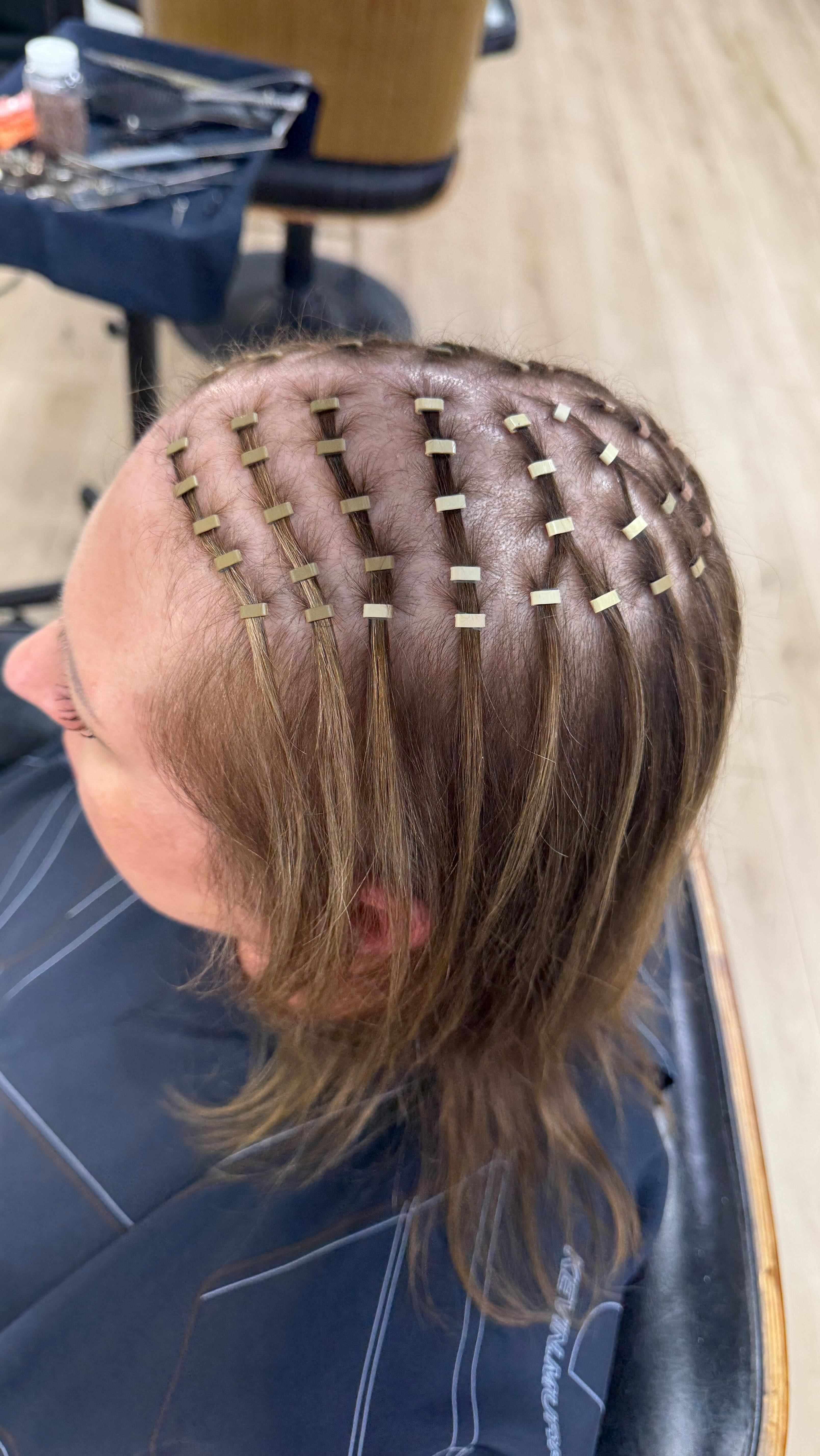 Meshless integration by our beautiful @hairbyheather294 !! She has been working so hard to get her training done for this and she is ready to change your life with hair replacement!! What a beautiful Job!!
#hairreplacement #topper #hair #salon #riotsalon #stylist #webstersalon #extensions #hairloss