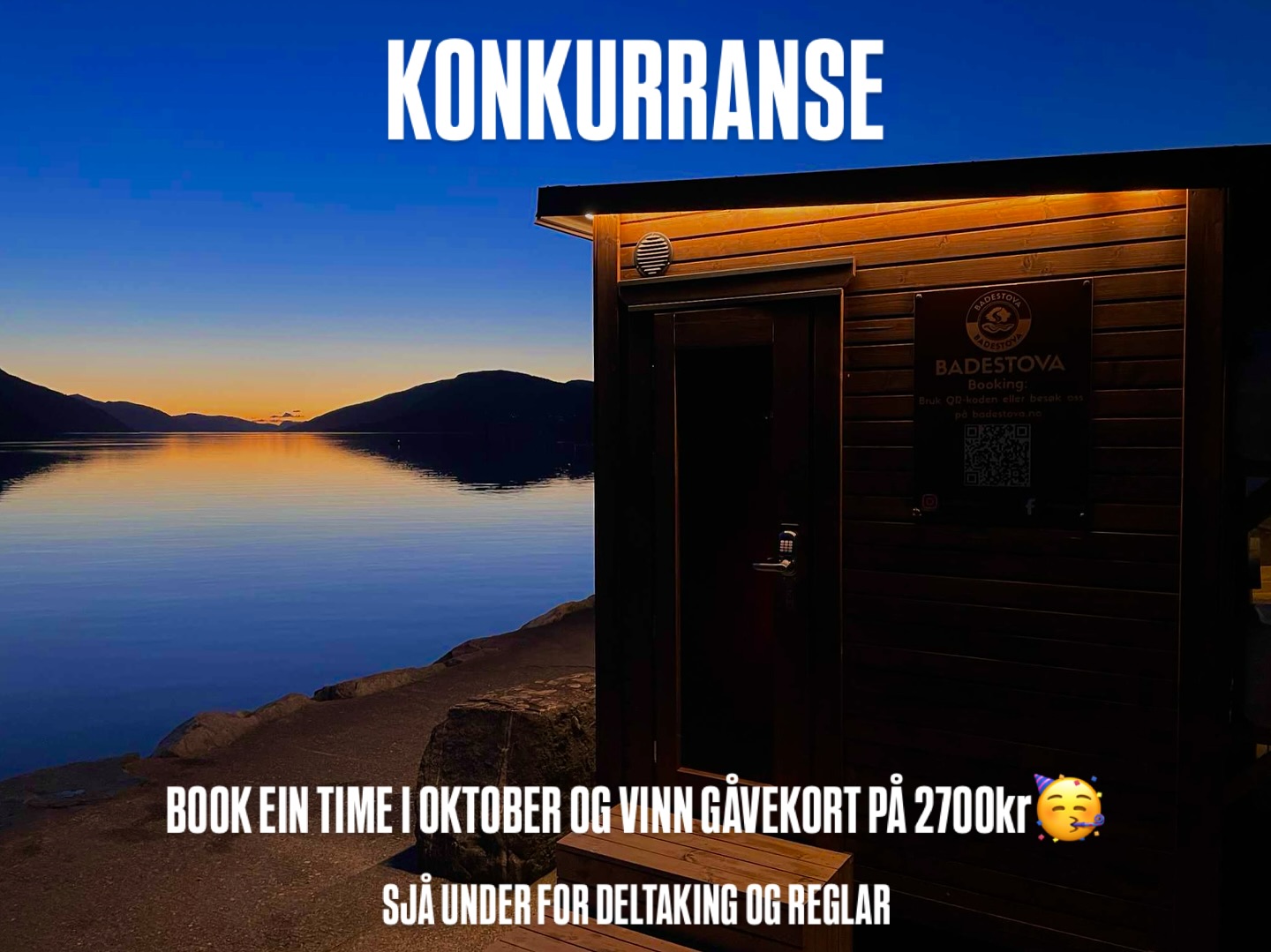Konkurranse 🥳
Vi trekk ein vinnar av eit gåvekort på heile 2700kr blant alle som har booka i oktober! 👏🏼
Beløpet tilsvarar 3 private bookingar eller 12 drop-in (felles). Ein vel sjølv korleis ein vil nytte gåvekortet.
For å delta må du:
♨️Book ein time i Badestova i perioden frå og med 30. september til og med 31. oktober. Det er tidspunktet for booking/betaling som er tellande. Timen kan vere fram i tid.
♨️Tagg ein venn (eller ti) i dette innlegget
♨️Privat booking = 3 lodd. Drop-in (felles) = 1 lodd
♨️ Fleire bookingar = fleire lodd
Vi trekk vinnaren 2. november.
LYKKE TIL 🥳