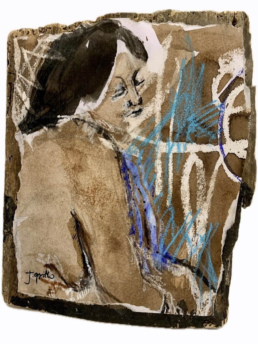 The very last one…
«𝙑𝙞𝙤𝙡𝙚𝙩𝙩𝙚 »
mixed media on paper mounted on an old piece of plank
dim 26x 22x 3cm
#upcycling #lifemodelsketching #femmeartistepeintre #seekinspirecreate #contemporarypainting
🆕 Le petit dernier ! 🆕
« 𝙑𝙞𝙤𝙡𝙚𝙩𝙩𝙚 », technique mixte sur papier marouflé sur un vénérable bout de planche…
Hauteur 26cm, largeur max 22cm, épaisseur 3cm
À accrocher au mur ou à poser sur un meuble