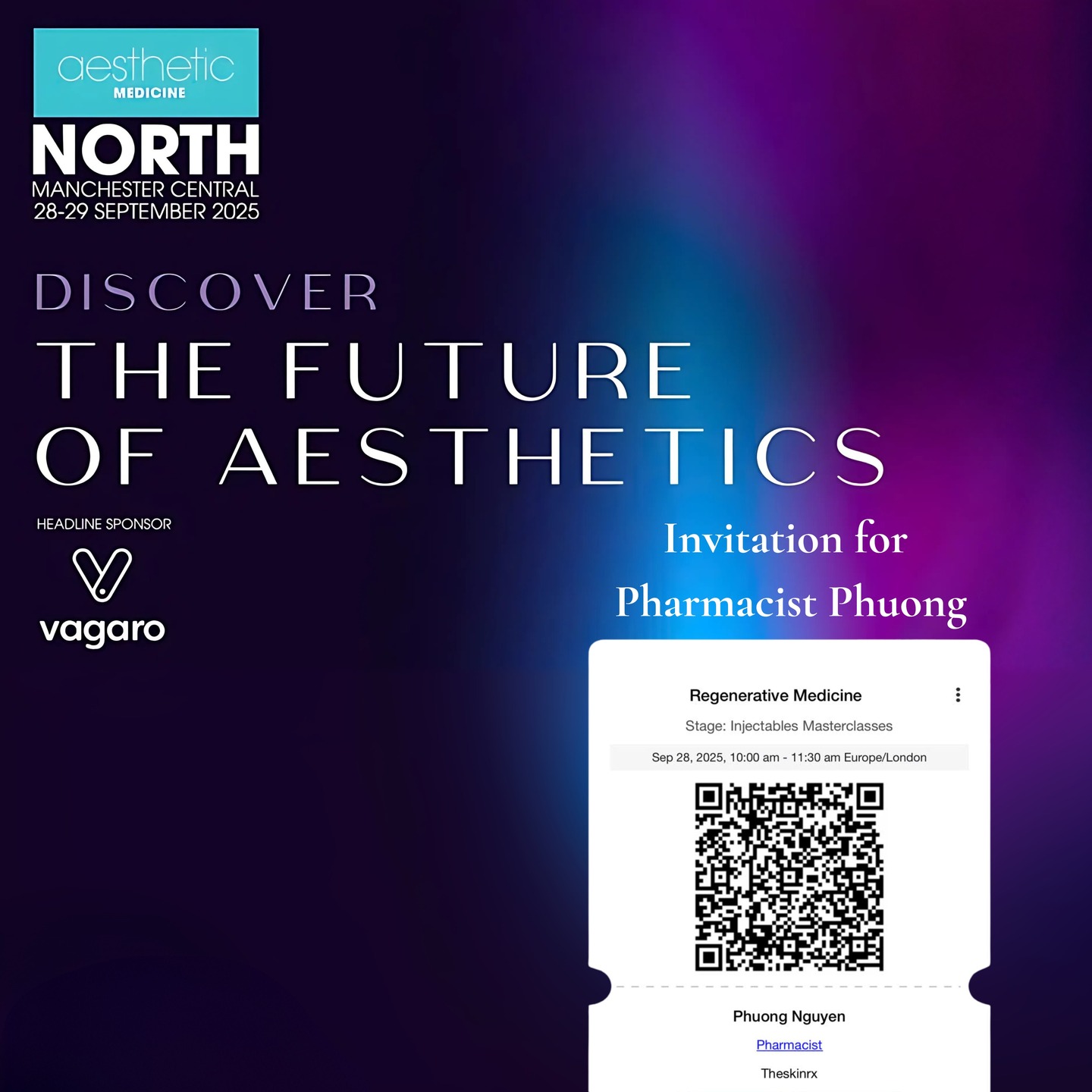 Aesthetic Medicine North – where I am proud to attend as Medic Verified, learning and exchanging with the international community.”
I’m truly proud to be Medic Verified at #AMNorth 2025 – Manchester Central
This is the North’s leading event for Aesthetic Medicine, and even more special, I’ll be joining the Medic-only sessions on Regenerative Medicine – a field I am deeply passionate about.
Regenerative Medicine is not just about rejuvenation – it’s about unlocking the body’s own power to repair and restore at the cellular level, creating sustainable changes for health and skin.
What I’m most excited about:
✅ Learning directly from global experts
✅ Exploring the latest innovations and products in aesthetics
✅ Bringing this knowledge back to apply within TheSkinRx & HomeSpa Beauty (HSB) – where we are building a system that blends science – aesthetics – wellness to empower communities with health, sustainable beauty, and financial freedom.
🚀 After #AMNorth, stay tuned for exciting updates at TheSkinRx: from new regenerative skincare protocols to exclusive workshops for HSB partners.
🌱 For me, this is not just an event – it’s a milestone on my mission of empowerment: enabling women and young generations to live healthy from the root, glow from within, and achieve financial freedom.