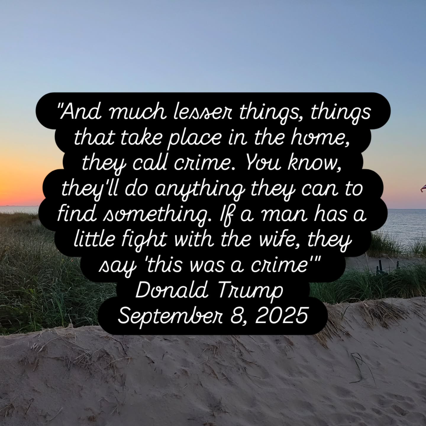 And much lesser things, things that take place in the home, they call crime. You know, they'll do anything they can to find something. If a man has a little fight with the wife, they say 'this was a crime'". Donald Trump September 8, 2025
#feminism #women