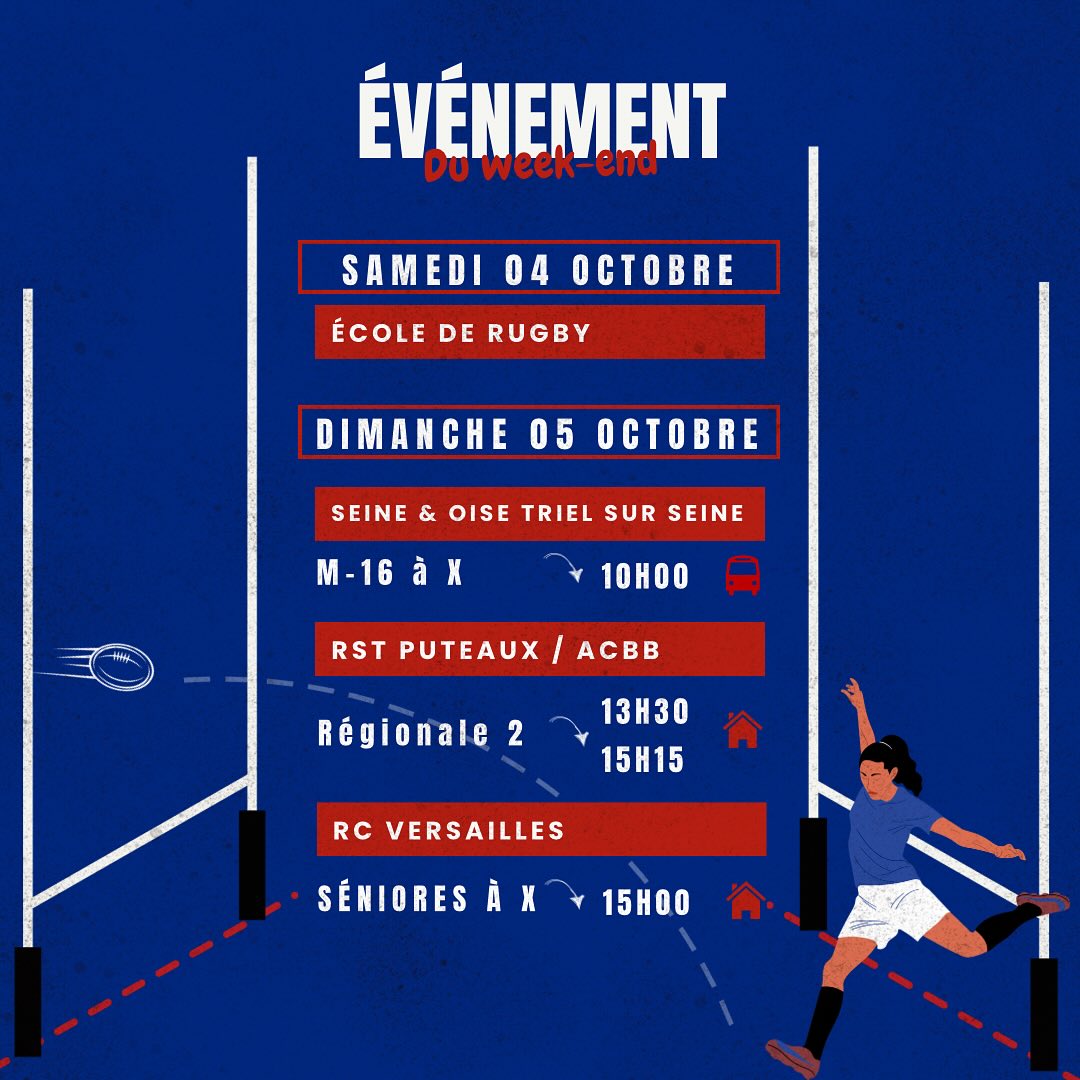 Rop | Calendrier
Ce week-end, nos équipes sont de retour sur les terrains pour défendre nos couleurs 🔵🔴
📅 Découvrez le programme complet des matchs sur le visuel ci-dessous.
Venez nombreux encourager nos joueurs !
📍 À domicile ou à l’extérieur, on compte sur vous !
#rugbypourtous #touspourpantin