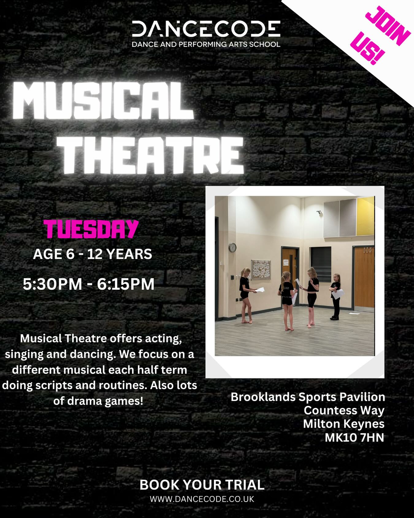 ✨🎭 SING • DANCE • ACT 🎭✨
Does your child love performing? 🌟 Our Musical Theatre Classes are the perfect place to shine!
🎶 Each half term we dive into a brand-new musical – learning songs, scripts, and dance routines inspired by the show.
🎭 Plus, we play loads of fun drama games to build confidence, creativity, and teamwork.
💃 A welcoming, supportive space for all budding stars!
📍 Brooklands Sports Pavilion, Countess Way, Milton Keynes, MK10 7HN
🗓 Tuesday - 5:30-6.15pm
📩 Book a Trial - www.dancecode.co.uk
Let’s step into the spotlight together! 🌟✨
#dancecodemk #miltonkeynes #lovemk #miltonkeynesdance #dancemiltonkeynes
#miltonkeynesmums #miltonkeyneskids #miltonkeynesbusiness #miltonkeynessmallbusiness #mkdancers #mk #dance #mkbusiness #danceinmk #mkfamily #miltonkeyneskidsactivity #mkcommumity #mkstreetdance #miltonkeynesstreetdance #streetdance #mkjazzdance #miltonkeynesjazzdance #jazzdance #miltonkeynesfamily #musicaltheatre