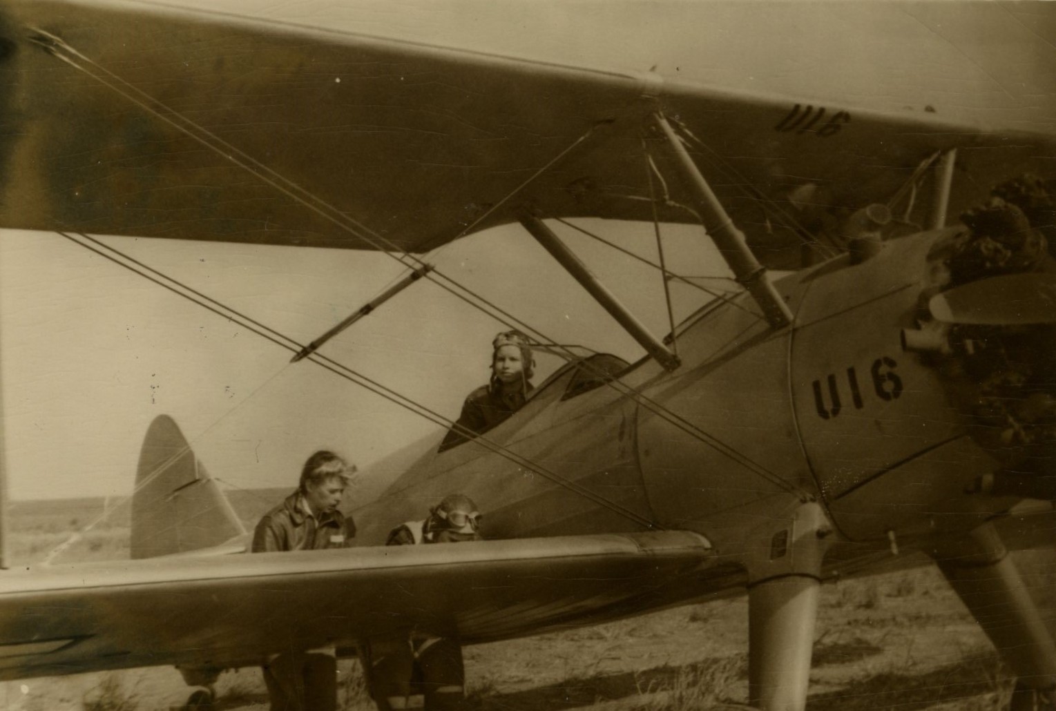 For Iola W. Magruder, the toughest aspect of training—and the part she remembered the most vividly—were the check rides.
In 1944, to graduate from training in Avenger Field TX, Women Airforce Service Pilots had to pass a series of them. Before every flight, WASPs received a “tuning up talk”, and the ones before check flights were particularly severe:
“If we think you’re not suitable flying material for the Army’s planes we recommend another business. Don’t get any idea that you’re a hot pilot. The Army’s way is different. We’re paid to teach you to fly. If you’re eliminated, it’s for the best. We want to save your life.”
Iola was the first in her class to get a check ride—which she “busted”! Since failing a check ride usually meant being sent home, she thought her dream of flying as a WASP was over. The next day, she was given a rare second and final chance to pass the flight test, where she managed to keep her nerves at bay and passed the check ride without any difficulties.
Iola completed her training and was sent to Enid Army Base, OK, where she ferried Boeing PT-17 Stearman, as well as other aircraft, to other bases across the country.
WASP Elaine Harmon never lost her love for aviation or commitment to securing recognition for WASPs as veterans and, in later life, served as a board member at the museum where she hoped to place a memorial to Maryland WASPs. For seven years, she contacted other women Maryland WASP pilots and asked them to write an account of their lives, including their time as a WASP. She generously donated her records to the museum and it is through her hard work that we have learned about the thirteen other courageous and impressive Maryland WASPs, including Iola Madruger.
Photo: Elaine Harmon snapped this photo of a fellow WASP training in a PT-17 Stearman at Avenger Field, 1944. See less