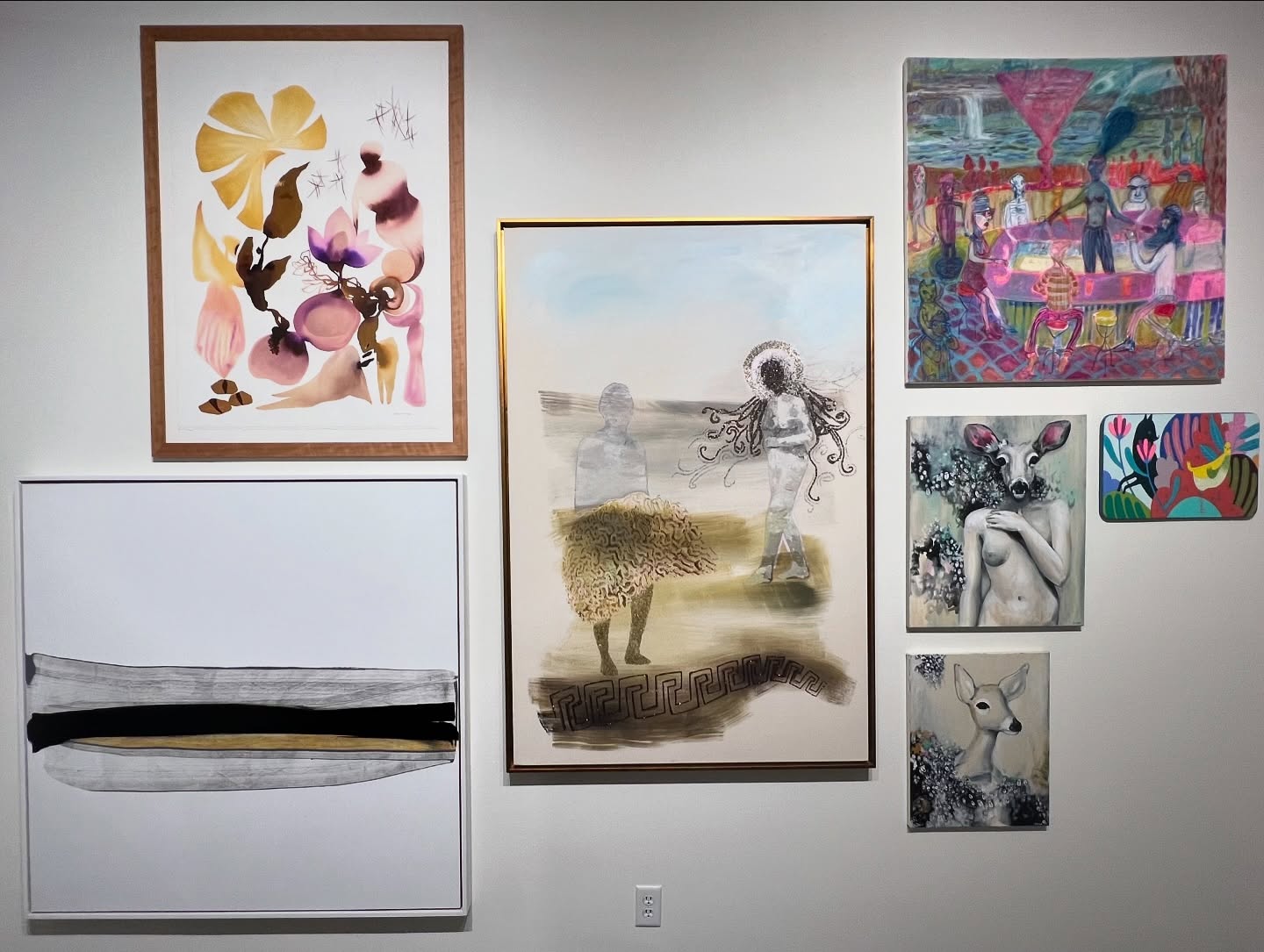 Collect Call 6 Collectors Carrie McCabe-Johnston and Jasha Johnston are celebrating the artists in their collection by inspiring others to include their artwork in their own homes. The unique aspect of this celebration is that the pieces on display are available for sale, allowing you to expand your collection with works by these talented artists. And here’s the final wall! @suyaotian @kimberlytschidapetters @tonigalloart @marygibneyart @dexa_art @jenniferdavisart
Collect Call opens October 18th from 6-9PM.