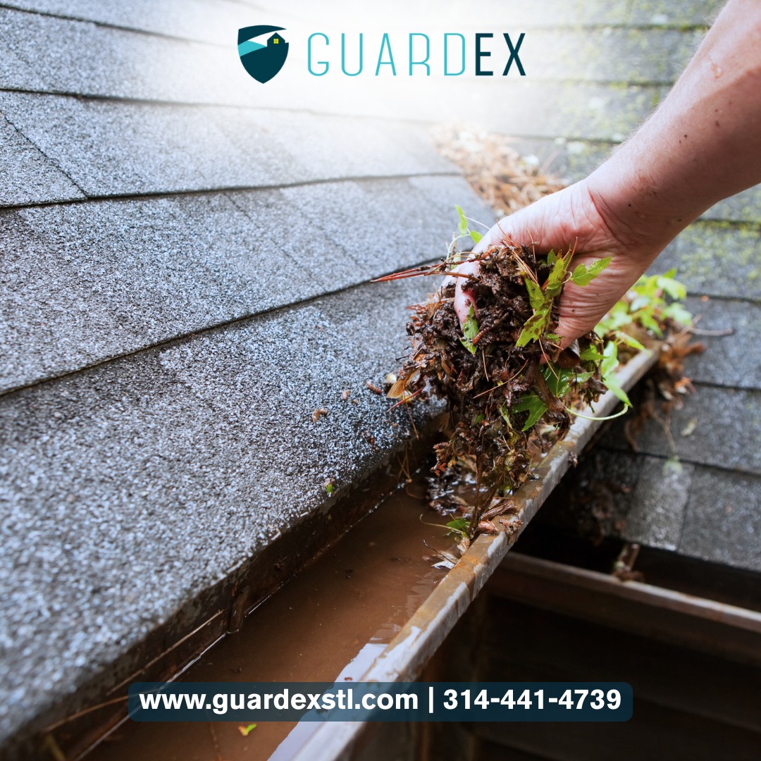 Fall leaves belong on the ground, not in your gutters! 🍂 Keep your home safe from clogs and water damage this season - let GuardEx handle the dirty work. Schedule your gutter cleaning today! #GuardEx #GutterCleaning #FallMaintenance