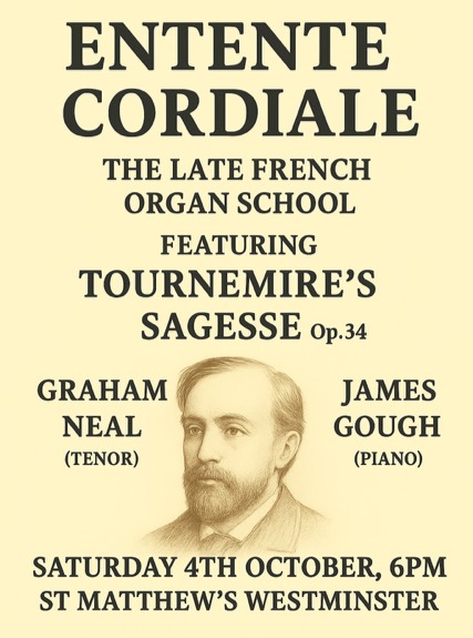 Our next concert by James Gough and Graham Neal is this Saturday 4th October at 6pm. All are very welcome!
