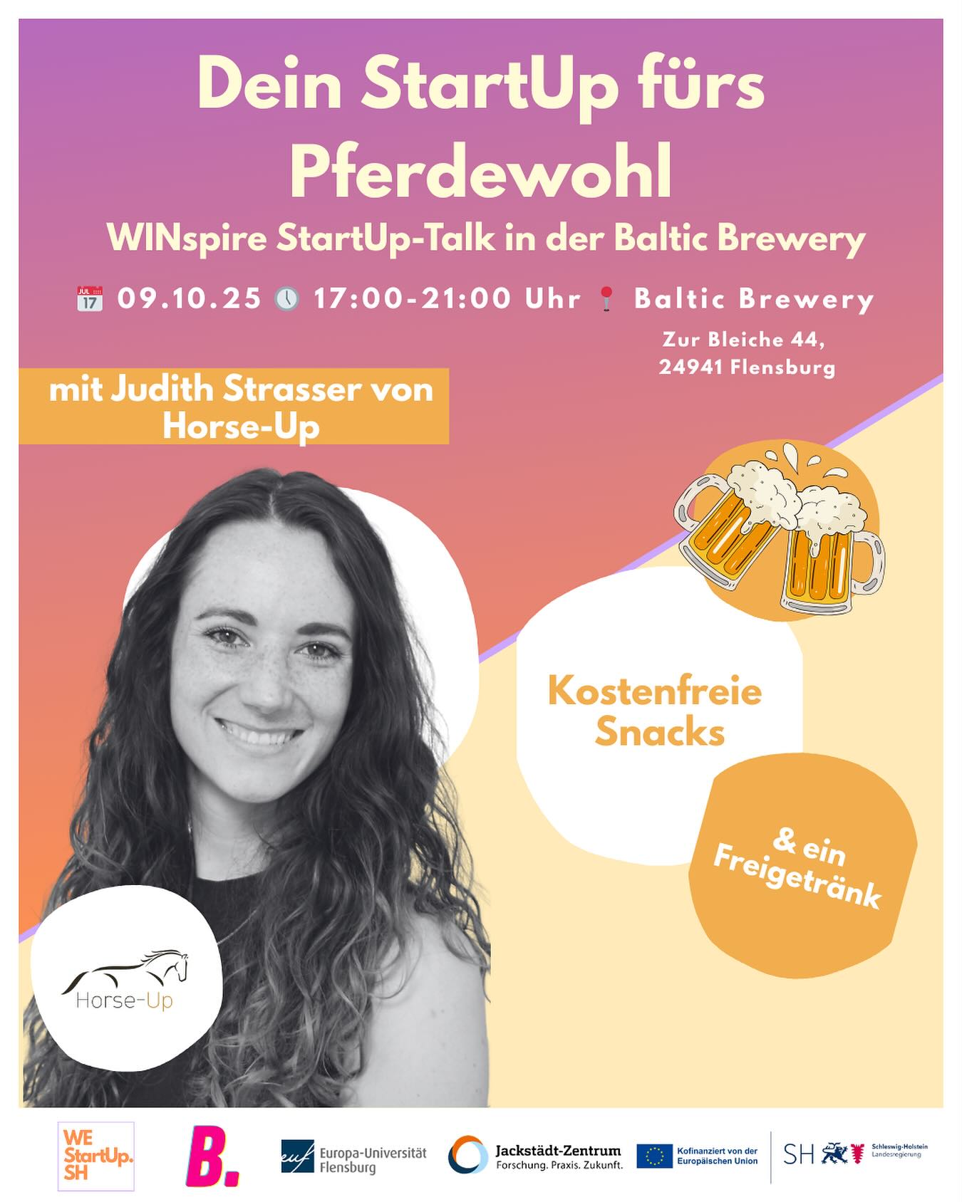 🚀 Erinnerung: Dein Network Abend in der @balticbrewery 🍻👥
Am 09.10.2025 laden wir euch ein zu einem Abend voller Inspiration, Transfer & Networking. Denn genau dafür stehen die WINspire-Talks: spannende Impulse hören, Wissen teilen & neue Menschen kennenlernen. ✨
Dieses Mal dabei: Judith Strasser, CEO & Co-Founderin von HorseUp 🐴 : einer digitalen Gesundheitskarte, die das Gesundheitsmanagement von Pferden revolutioniert. Lass dich von ihrer Vision inspirieren und bring deine Fragen mit!
🌟 Danach erwartet dich lockeres Networking mit Fingerfood und einem Freigetränk- zwischen Braukesseln und Studiofeeling in der coolen Location BALTIC.Beer in Flensburg. Freu Dich auf selbstgebrautes Bier! 🍻.
📌 Alle Eckdaten auf einen Blick:
❓ WINspire-Talk mit Judith Strasser (HorseUp)
📍 BALTIC.Beer, Zur Bleiche 44, 24941 Flensburg
🗓️ 09.10.2025, 17:00–21:00
☺️ All Genders are welcome – meldet euch jetzt über den Link in unserer Bio an & seid Teil dieses besonderen Abends!
Wir freuen uns riesig auf euch! 🤗
______________
#networking #startup #event #education #gruenden