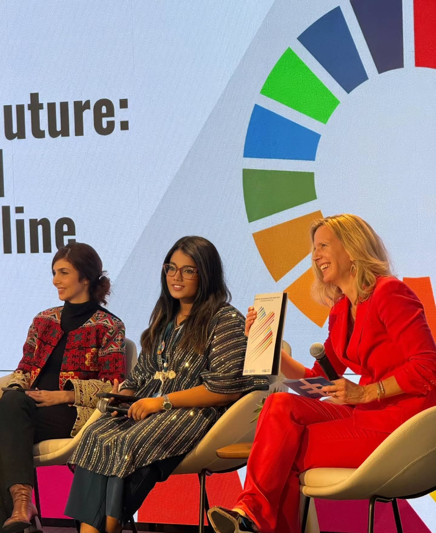 Joining world leaders at the UN General Assembly in New York at the United Nations HQ in the SDG Media Zone, I shared a question I often hear from girls in the communities I work with:
“If the future is digital, why don’t we see ourselves in it?”
The Gender Snapshot 2025 launched during our panel serves as a wake-up call — women are losing jobs to AI at nearly twice the rate of men. However, closing the digital divide could connect 343 million more women and generate $1.5 trillion for the global economy by 2030.
I’ve seen the impact of investment. Through the UN Women’s Peace and Humanitarian Fund (WPHF), I’ve witnessed women in the Sahel gaining digital literacy, survivors in Afghanistan building safe online spaces, and grassroots leaders driving advocacy across borders.
I had the privilege of speaking on the panel "Rewriting A Gender Equal Future: Data, Tech, & The 2030 Deadline," alongside Bjørg Sandkjaer, Assistant Secretary-General for Policy Coordination UNDESA, Sarah Hendriks, Director Of Policy Program and Intergovernmental Division UN Women, and Roya Mahboob of Digital Citizen Fund and moderated by the wonderful Elaine Reyes Of CGTN.
We all echoed the fact that when women and girls are given access, protection, and power, they don’t just bridge the divide — they transform technology into a lifeline for peace, equality, and resilience.
#UNGA #GlobalGoals #SDGMediaZone #GenderEquality #GirlsInSTEM #DigitalInclusion #2030Agenda