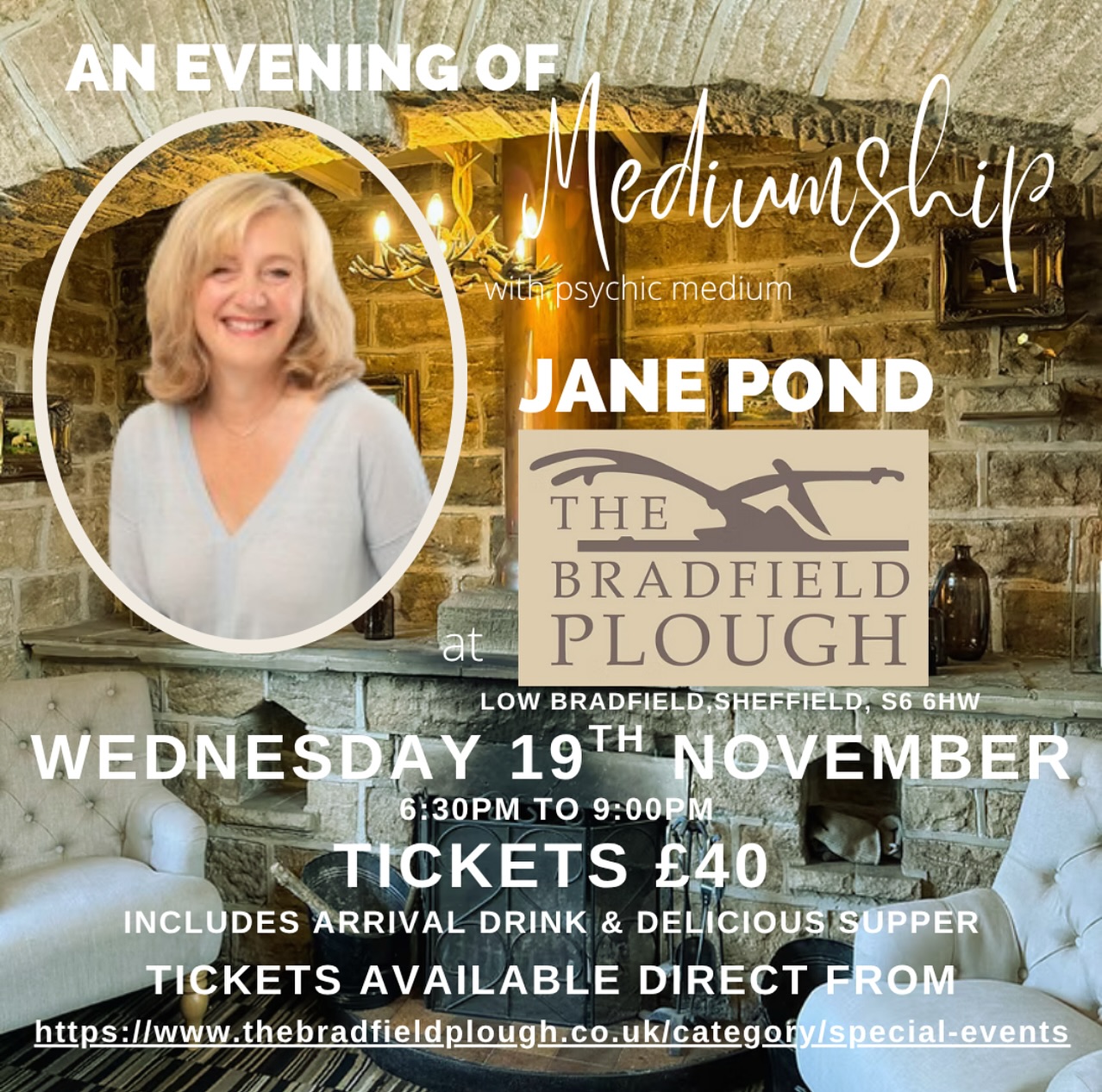 🔮✨ An Evening Beyond the Ordinary… ✨🔮
Join Psychic Medium Jane Pond for an unforgettable Psychic Supper – an evening of spiritual connection, insight, and delicious food.
Enjoy a comforting plate of homemade lasagne, served with fresh side salad and crispy homemade chips. Tickets can be purchase from our website now!