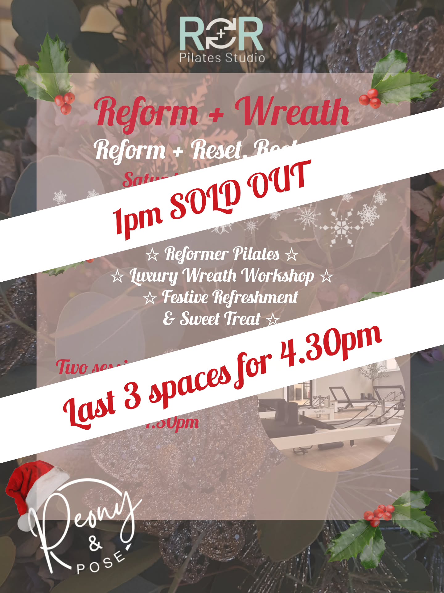 1pm is SOLD OUT
4.30pm has ONLY 3 SPACES LEFT
Book your spots before they're gone 🎄❄️