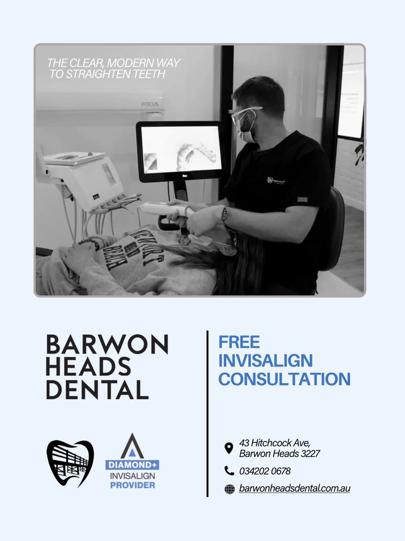 ✨ Straighten your smile the invisible way ✨
We’re offering FREE Invisalign consultations right here at Barwon Heads Dental 🦷💙
✔ Virtually invisible aligners
✔ Comfortable + removable
✔ Tailored to your lifestyle
Spots are limited – book your free consult today and take the first step toward the smile you’ve always wanted!
📞 Call us 0342020678 or book online
📍 Barwon Heads Dental
#Invisalign #BarwonHeadsDental #FreeConsult #ClearAligners #SmileWithConfidence