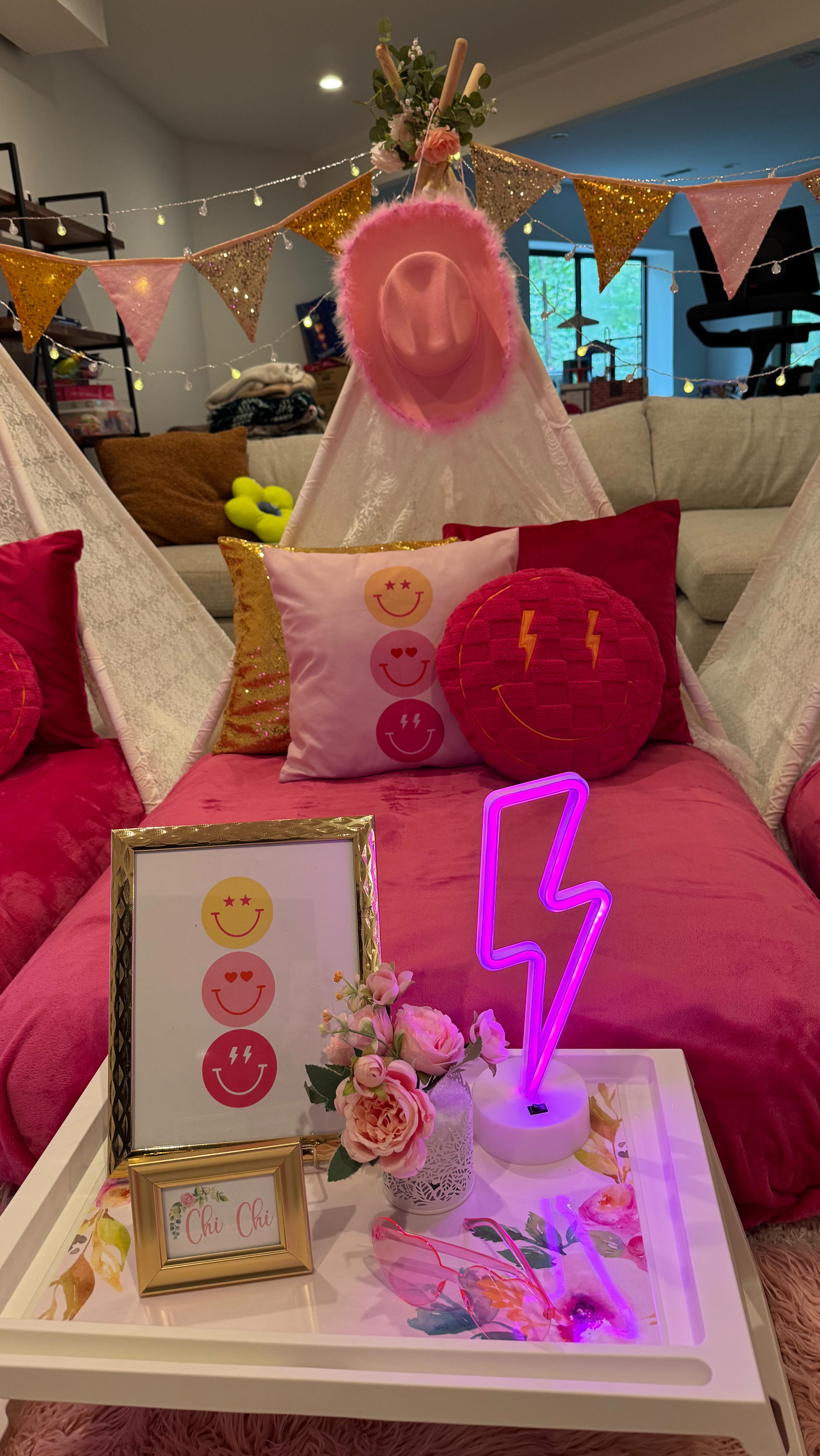 Brea is officially a teenager! 🎉✨ She celebrated turning 13 with her two best friends at the most fun preppy-themed slumber party. From cozy teepees and bright pink vibes to neon signs and sparkly details, every moment was filled with laughter, good energy, and sweet memories. 💕
We loved bringing her vision to life and creating the perfect setup for her special night. Cheers to the start of her teenage years, surrounded by love, friendship, and lots of good vibes! 🌸💡
#DeluxeTeepees #PreppyParty #TeenBirthday #SlumberPartyGoals