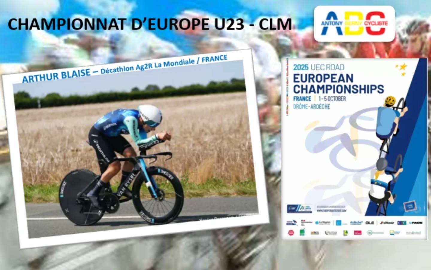 #madeinABC 🟦🟨🟥
Arthur Blaise, notre Champion de 🇫🇷 du chrono, s'élancera 13h14. 💪