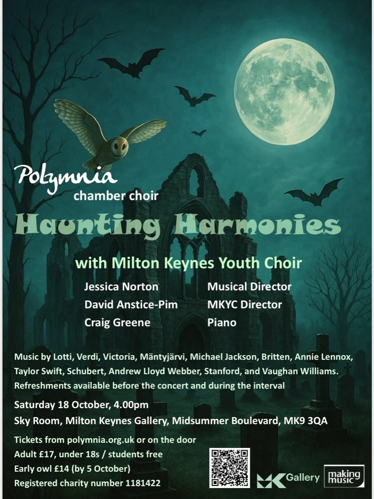Have you got your tickets yet? Early owl tickets available until October 4th from Polymnia.org.uk @mkyouthchoir @polymnia_choir @jessicanortonvocals #miltonkeynesmusic #chamberchoir #livevoices #harmony #choralmusic