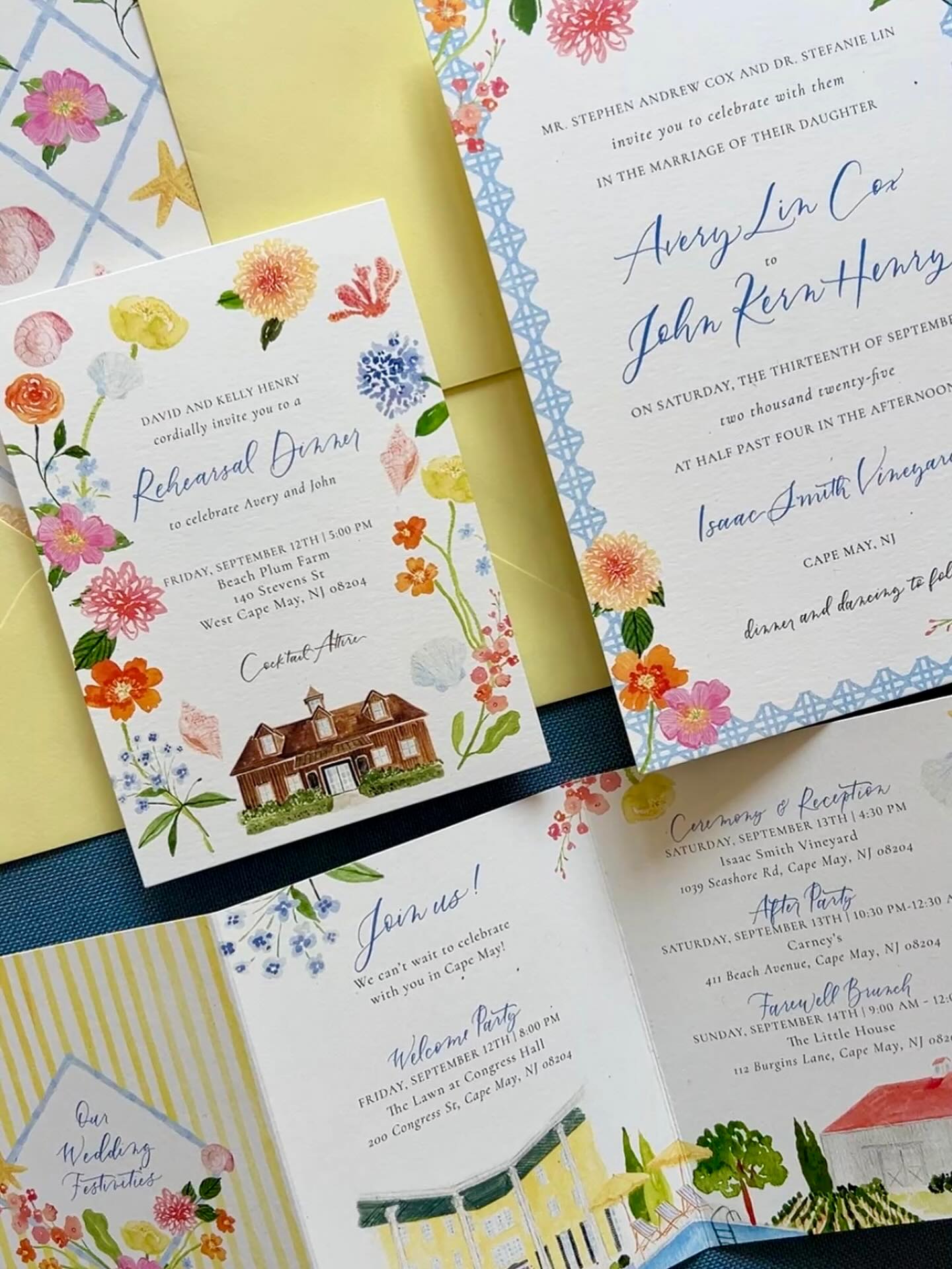 Avery had me at “Beach Plum Farm” 🌸🌊🌼 Avery, you were such a joy to work with, will always cherish this Cape May invitation suite - congratulations! 🥰
.
.
.
Planning: @belmomentoweddings
Wedding Venues: @washingtoninncaterers @beachplumfarm
.
.
.
#luxuryweddings #luxuryinvitation #watercolorwedding #watercolorinvitation #beachwedding #beachweddinginvitation #beachinvitation #capemayweddings #weddinginspiration #watercolorillustration #custominvitations #bespokeinvitations #weddingstationery #customweddingstationery #njcalligrapher #nycalligrapher