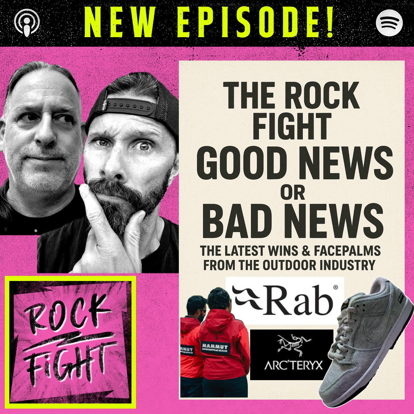 Today on The Rock Fight, Colin and Producer Dave break down the latest headlines in the outdoor industry with a game of Good News or Bad News.
From new products to hilarious marketing campaigns (and one massive brand blunder in the Himalayas), they separate the wins from the fails in a wild week for outdoor brands.
On the docket:
🪨 Retail updates: Sherman Outdoor Sports closes after 103 years, while Sherpers celebrates 90 years and Eau Claire Outdoors gets it going.
🪨 Brand updates: Is Marmot showing signs of life?
🪨 New Shells: Rab launches a PFAS-free Gore-Tex line.
🪨 Collabs gone grocery: Nike x Kirkland shoes hit the internet.
🪨 Athletes & influence: Does Killian Jornet’s 14er linkup land the way it once might have?
🪨 Marketing done right: Mammut’s mockumentary-style campaign hits the landing.
🪨 The big one: Arc’teryx’s fireworks fiasco in the Himalayas begs the question: how did this even happen?
🪨 Lightning Round: Salt Life eyewear, Eastern Mountain Sports, and Huffy.
🪨 Parting Shot: The X Games announce a new “league” with betting baked in.