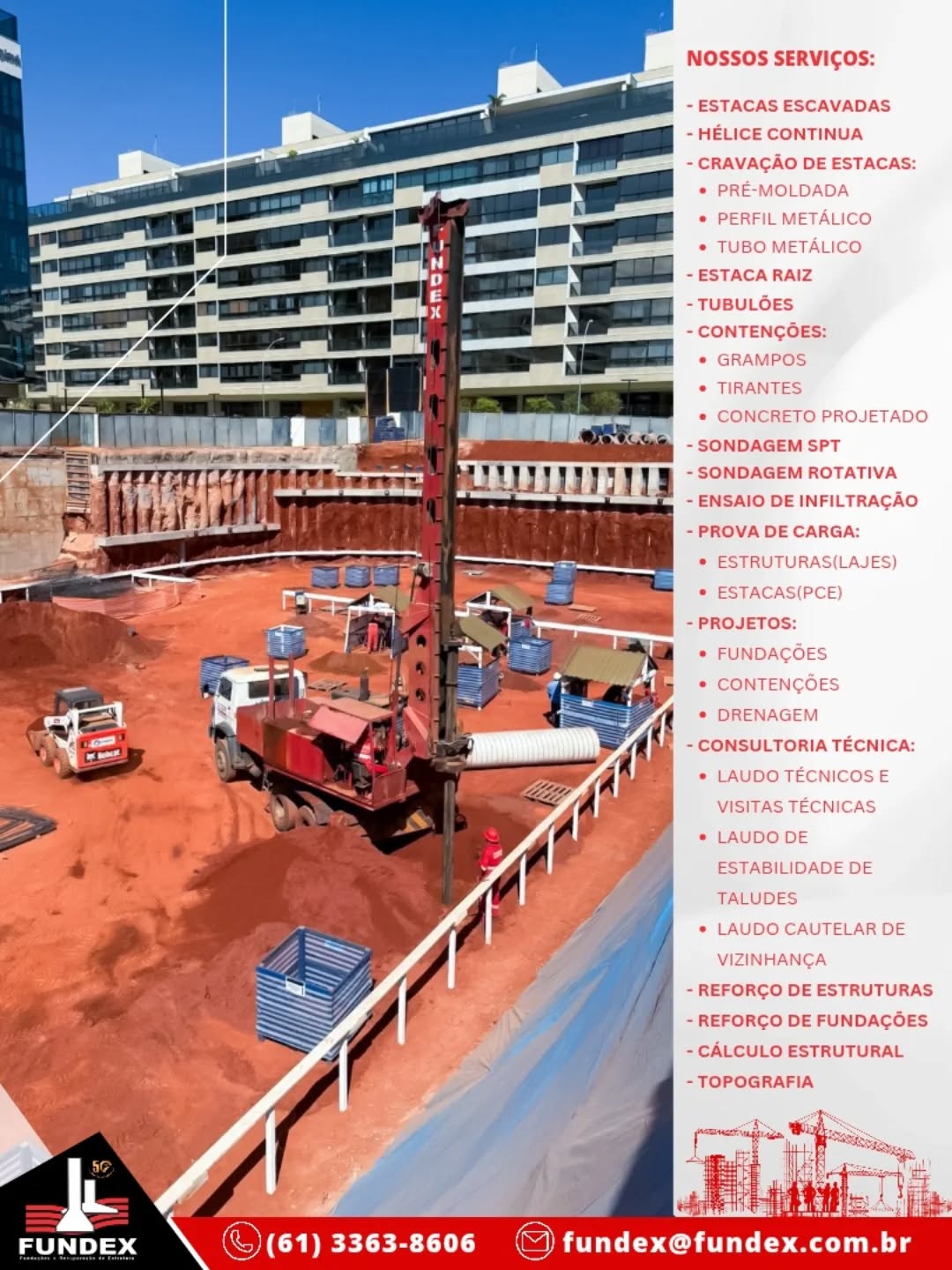 Na Fundex, cada estaca é sinônimo de qualidade e confiança. 👷♂️💪
Com mais de 50 anos de experiência em geotecnia, executamos serviços de estacas escavadas com máxima eficiência, tecnologia e compromisso em entregar sempre o melhor resultado para nossos clientes.
👉 Confiança que sustenta grandes obras.
#Fundex #Geotecnia #estacasescavadas #fundações #Engenharia #Obras #construçãocivil #Qualidade #compromisso