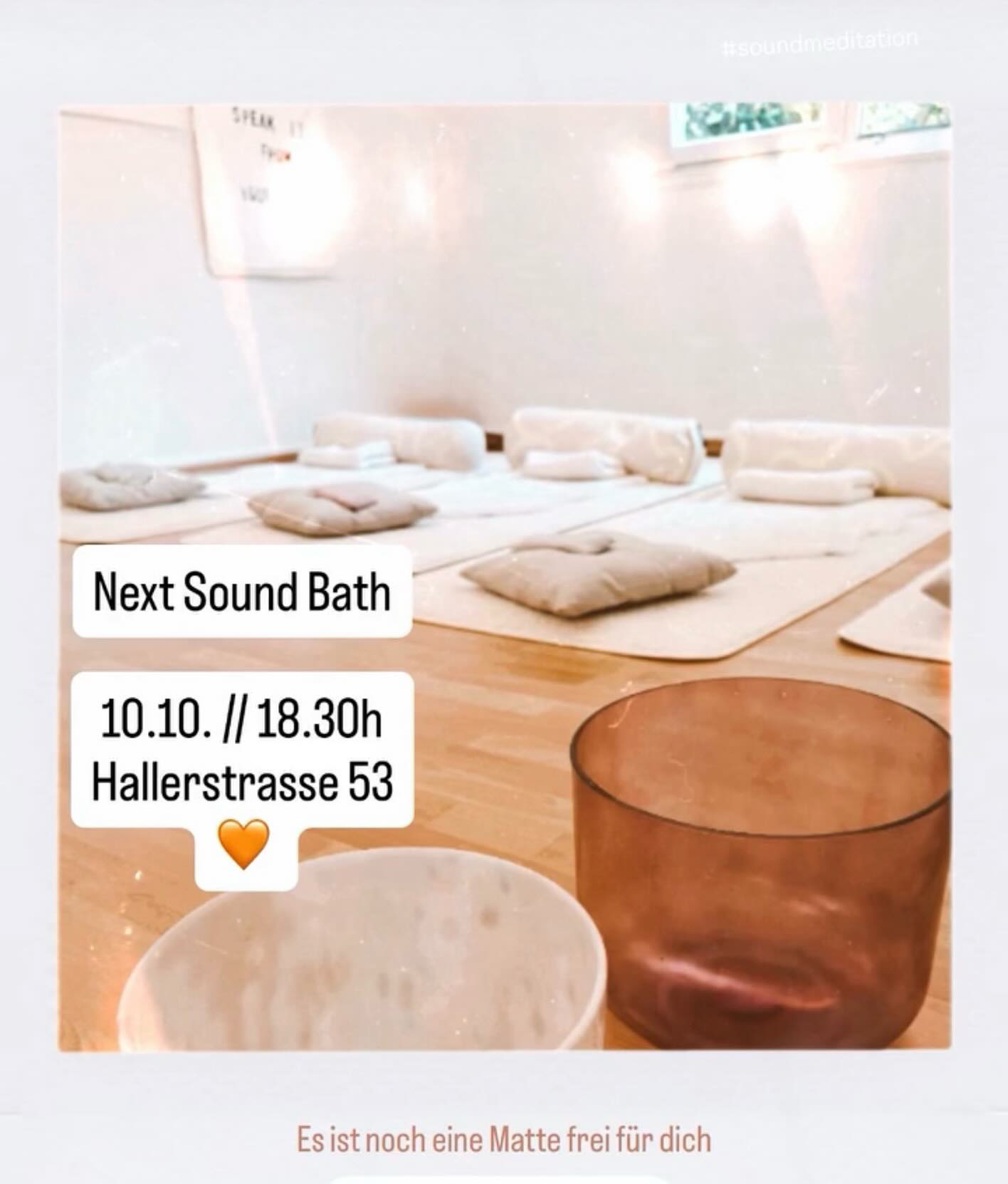 FRIDAY. RITUAL
Oktober Sound Bath
10.10. // 18.30 h
Hallerstrasse 53
🧡
Buchen via Eversports oder du schreibst mir einfach
#soundhealing
#soundbathmeditation
#meditation
#rest
#smileandbehappy
#yoga
#pilates
#selfcare
#haveagoodtime
#🧡