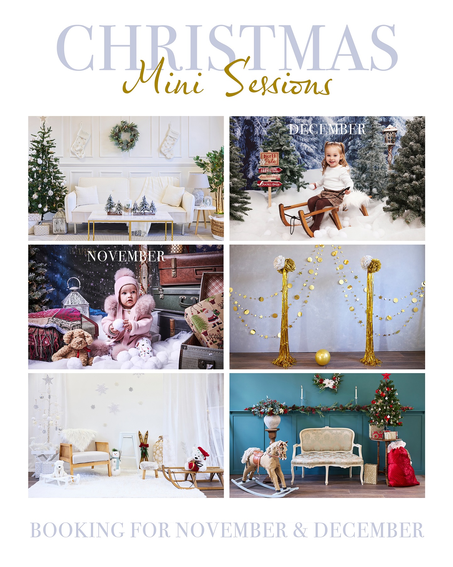 CHRISTMAS MINIS SESSIONS are now available to book, I am taking bookings up until Saturday 13th December.
This year there are 6 festive themes to choose from.
After all of you helping me choose my snow set this year, the votes came in even stevens for the Polar Express & Winter Wonderland so I have decided to listen to you all and so the Polar Express Set will be up during November until the 23rd and then switching to the Winter Wonderland for the last week of November and December.
PACKAGES ARE:
£60 for 20 minutes with 5 retouched images for 1 or 2 themed sets of your choice.
£90 for an hour with 10 retouched images for 3 themed sets of your choice.
Both packages have the option to purchase additional images at £3 each.
£10 deposit required.
2025 THEMES:
First 4 themes will run throughout this year’s festive season:
Christmas Living Room – Classic and neutral colour palette on an elegant French panelled set with luxurious herringbone floor, perfect setting for a cosy family Christmas portrait around the Christmas tree.
Traditional Red & Green Christmas Parlour - Traditional parlour setting for more formal portraits with vintage presents and toys.
New Years Eve Party Wall - Photo Booth style party wall with lots of sparkles, gold glitz and balloons to throw about.
Nordic White Christmas - simple and traditional nordic setting with clean white and wooden propping, bringing the outdoor in with sleds and skis.
Dates for these Snow themed sets are as below:
The Polar Express (Until the 23rd November) - Polar Express vintage station platform setting with old suitcases lanterns, with the train coming in and the children in their PJs as the story.
Winter Wonderland (24th Nov - 13th December) - Festive Snowy Forest setting with snow balls, frosty trees and sled rides.
All sessions are held at my studio premises Higherford Mill in Barrowford.
You can message me or email me at jen.artdirection@gmail.com or call me on 07821427874 to get booked in.
🎄❄️🎁🛷🎅