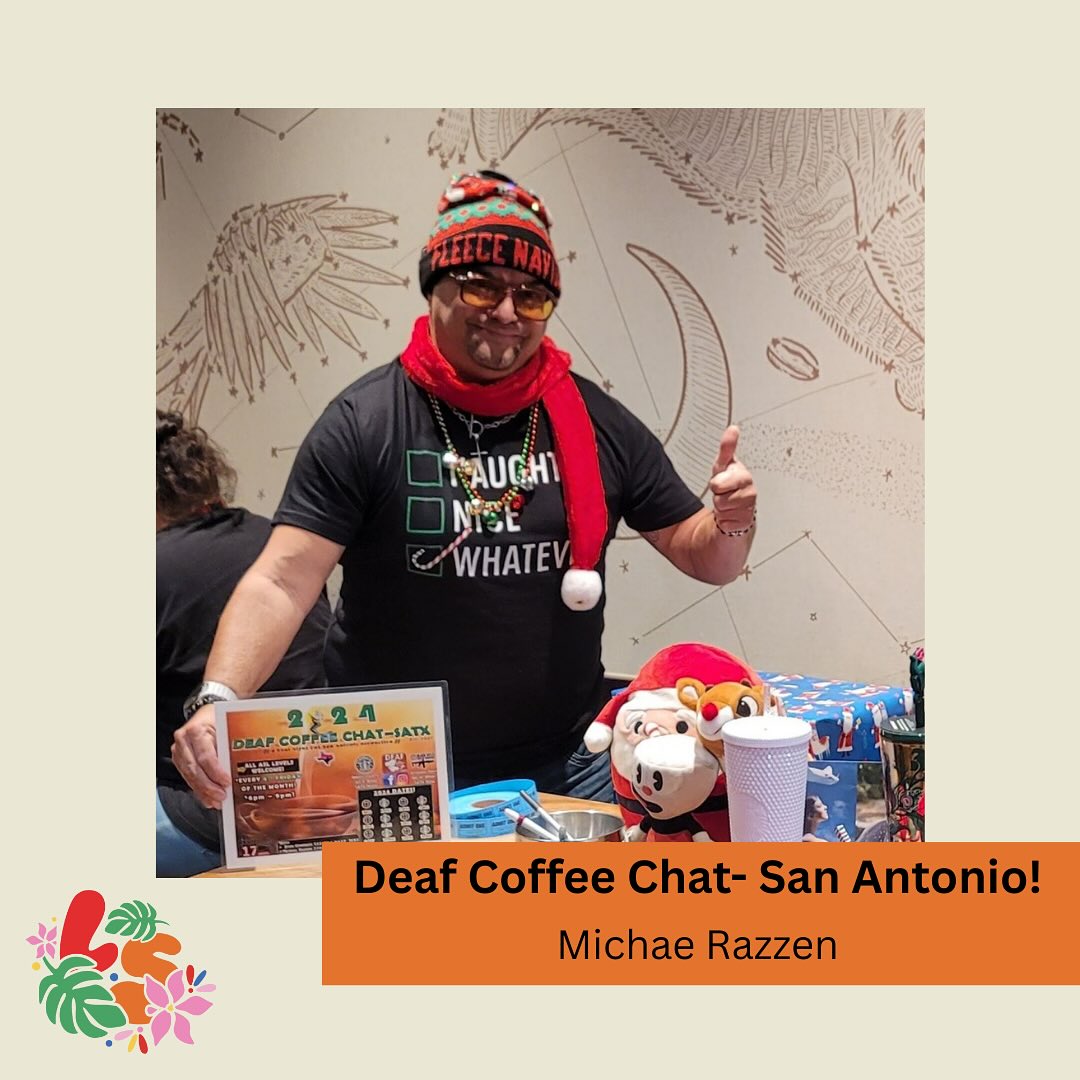 DEAF COFFEE CHAT - SAN ANTONIO!
.
.
.
Michae Razzen is a Deaf Latino host for Deaf Coffee since 2007. He genuinely enjoys meeting diverse individuals. You are always welcome to join us if you are in San Antonio, Texas. | @deaf_coffee_chat_satx
.
.
.
Nationally 🌿: Mexico
.
.
.
Link: https://youtu.be/2n9dSv8Ieh4
.
.
.
#latinesordos #latinespotlight #wecan #latinoamérica #latino #latinownedbusiness #hispanicheritagemonth #latinesordoscan