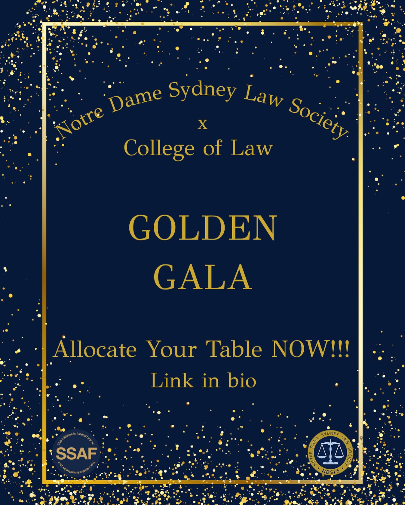 ✨ The NDSLS Golden Gala ✨
Table allocations are officially OPEN! 🎉
Secure your seat now via the link in our bio. 🥂
Reminder if you haven’t already bought your ticket sales close tonight!!
We can’t wait to see everyone! It’s going to be a night to remember! 🌟💃🕺