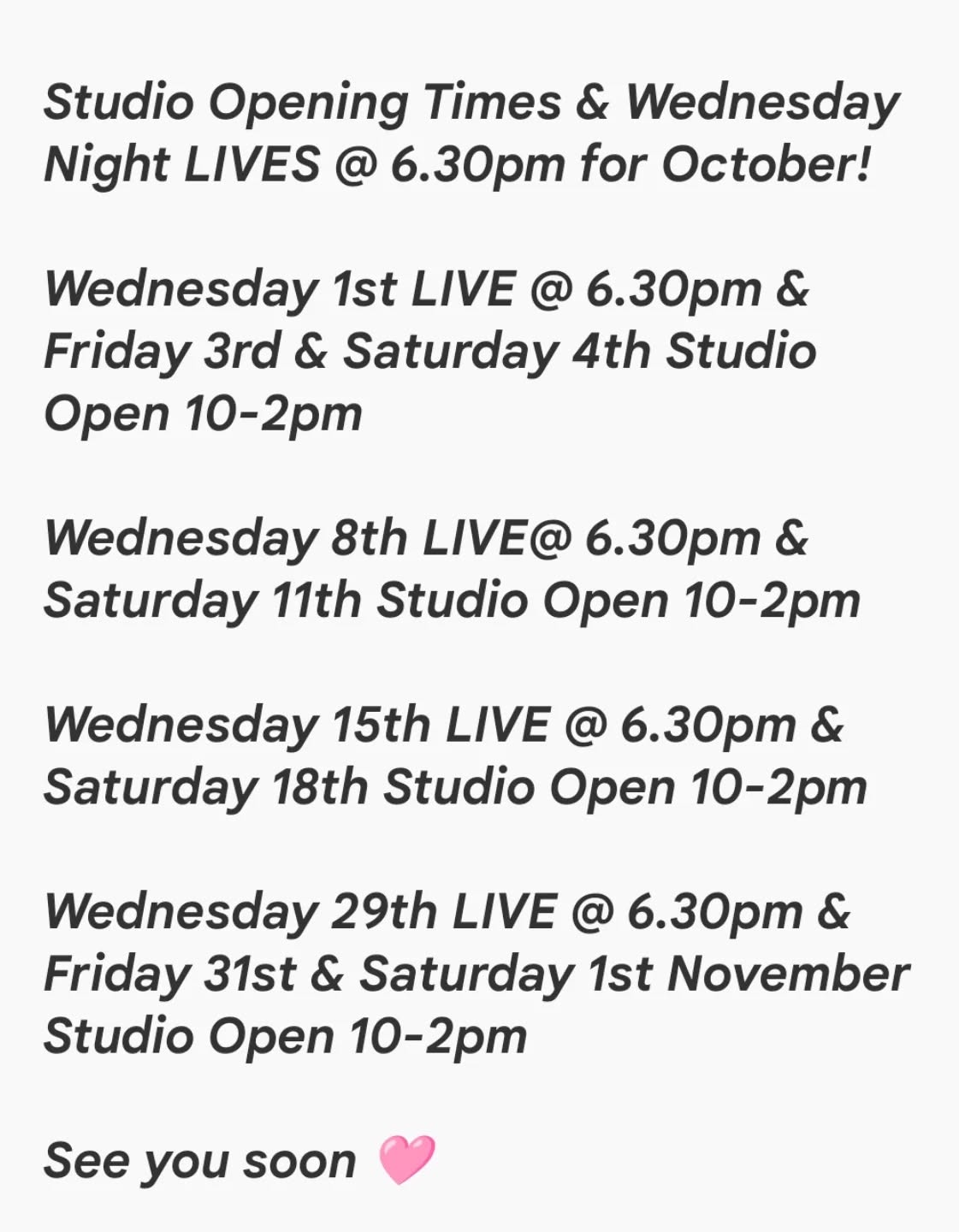 October dates for your diary! #facebooklive #studiio #october #ladiesfashion #lincolnshire